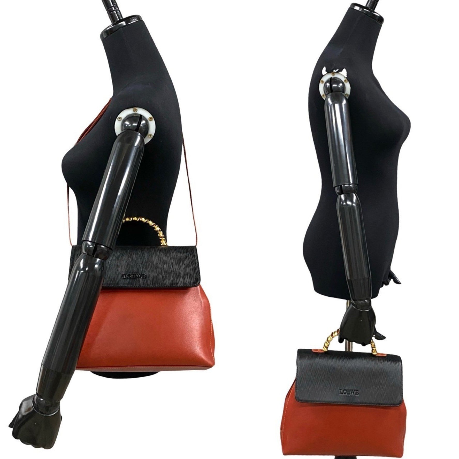 LOEWE Vintage Velázquez Twist Handle Leather Handbag/Shoulder Bag, Black