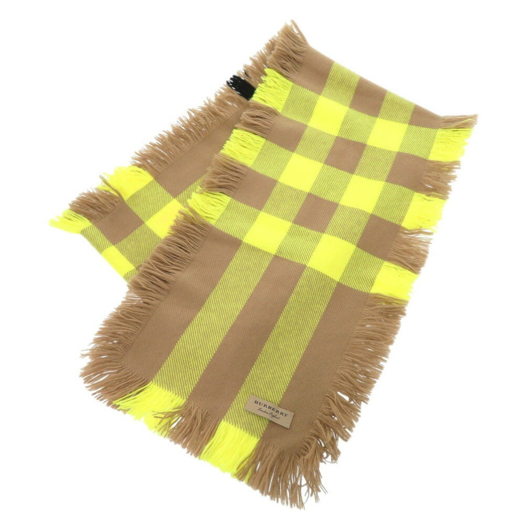 Burberry Check Wool Brown Yellow Scarf 0688BURBERRY