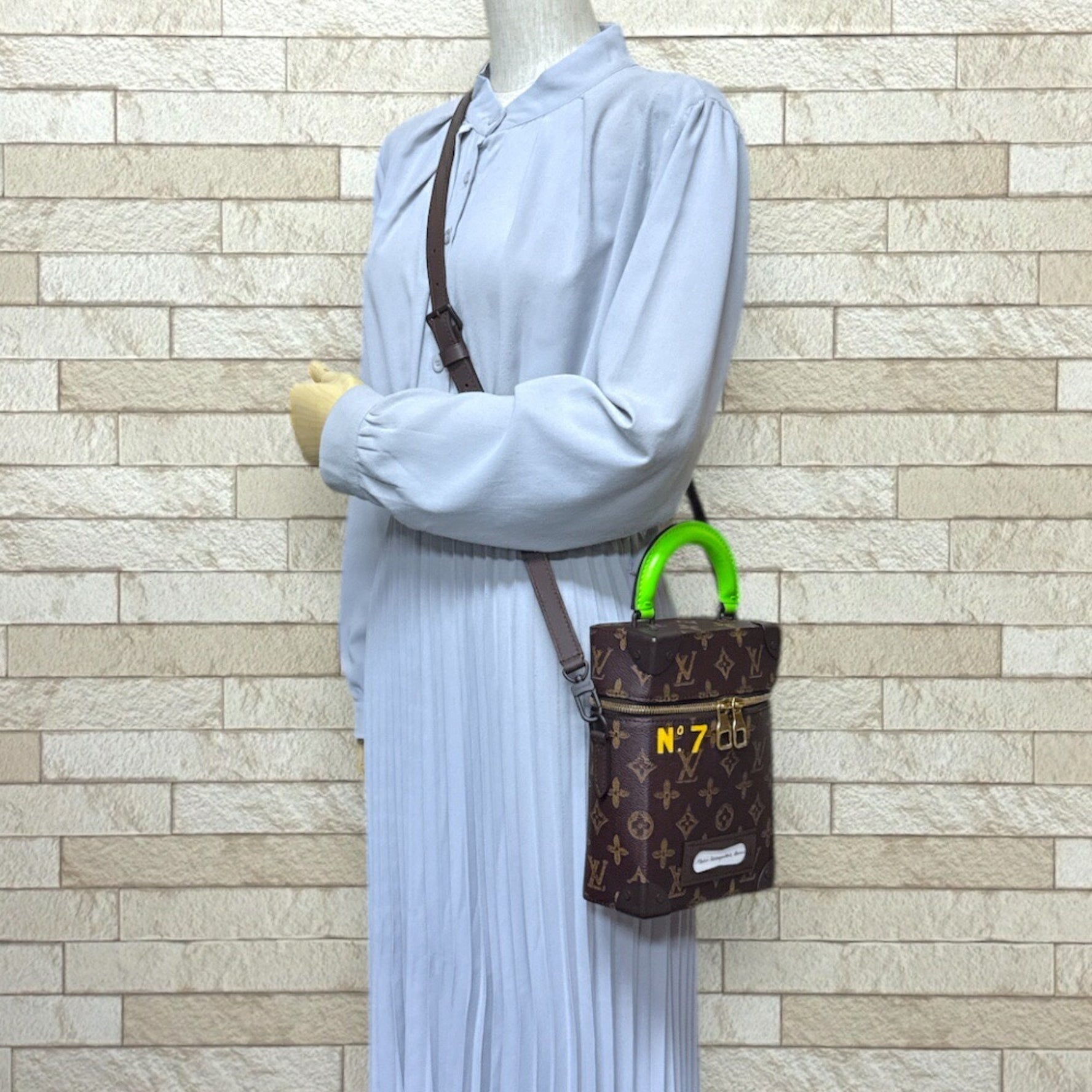 Louis Vuitton Vertical Box Trunk Monogram Shoulder Bag Canvas Brown