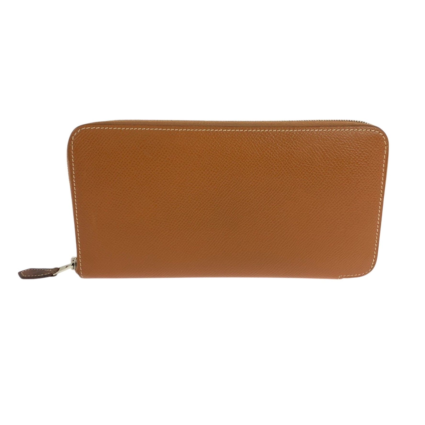 HERMES Azap Long Silk In Gold Brown Silver Hardware Epsom Leather Wallet Round Zipper X Stamp