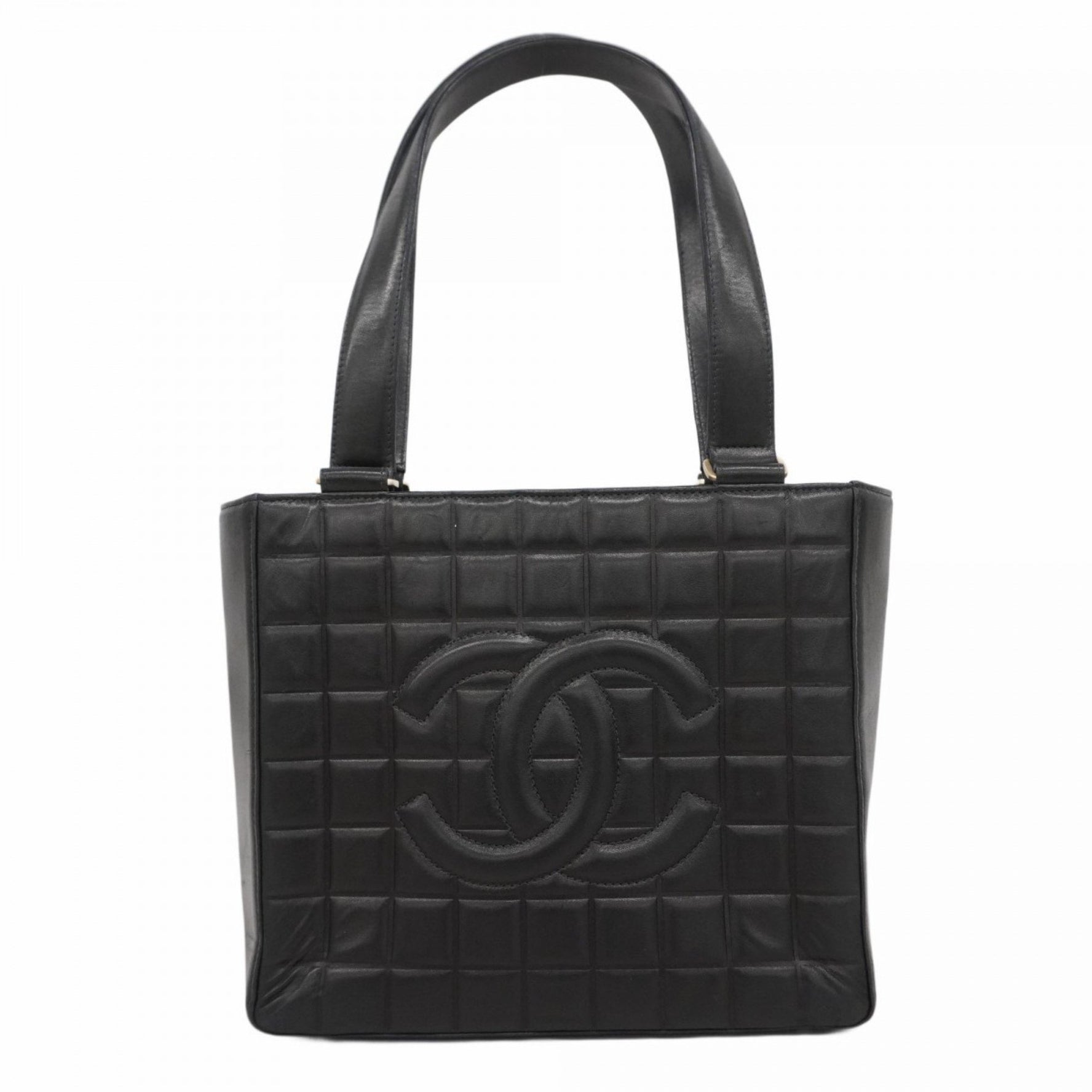 Chanel Chocolate Bar Tote Bag in Black Lambskin and Champagne for Women