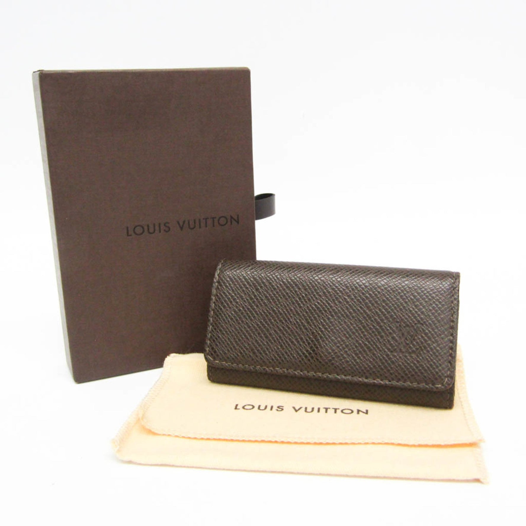 Louis Vuitton Taiga Key Holder 4 Men,Women Taiga Leather Key Case Brown,Grizzly