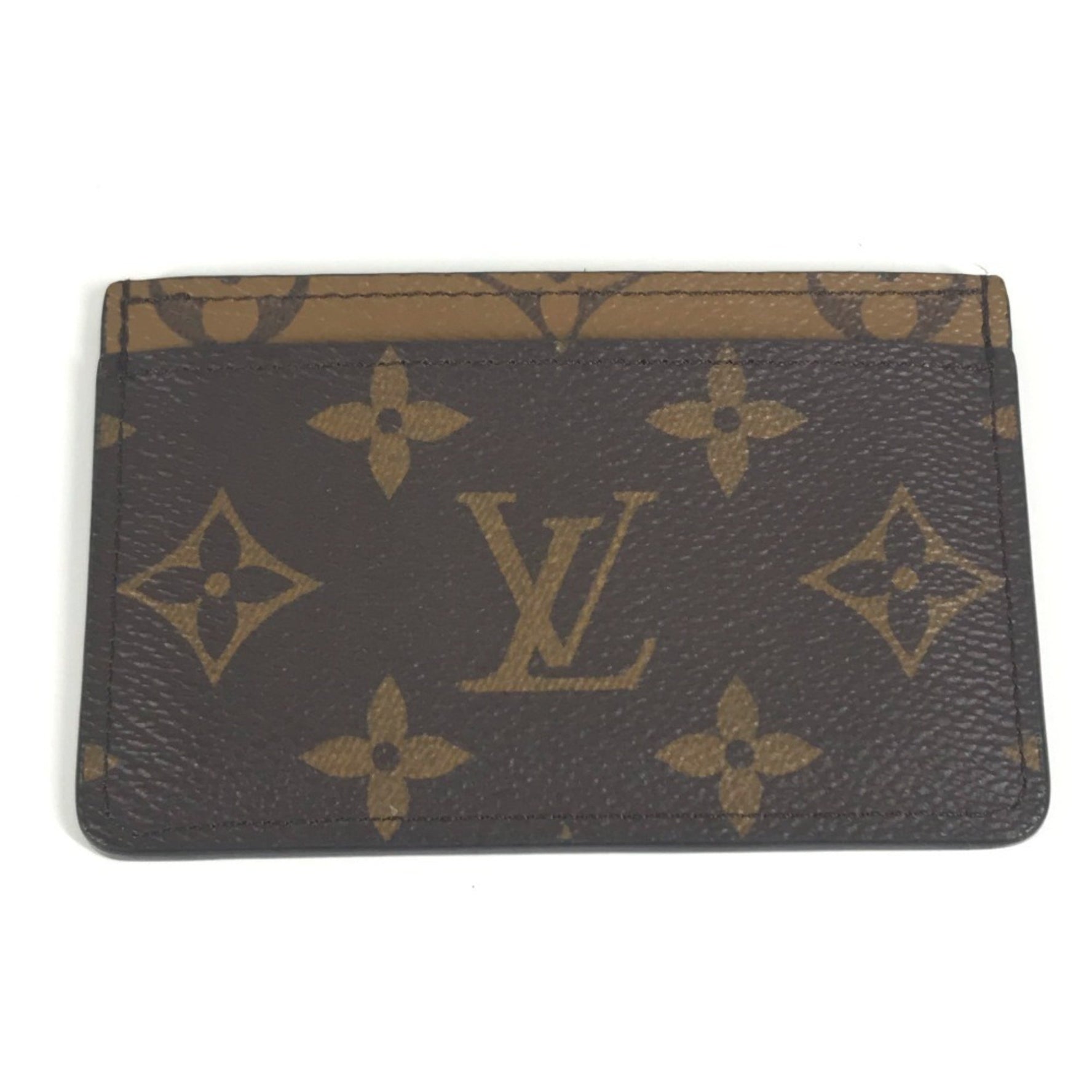 LOUIS VUITTON Monogram Reverse Porte Carte Sample Business Card Holder/Pass Case, Canvas, Men's/Women's, Like New