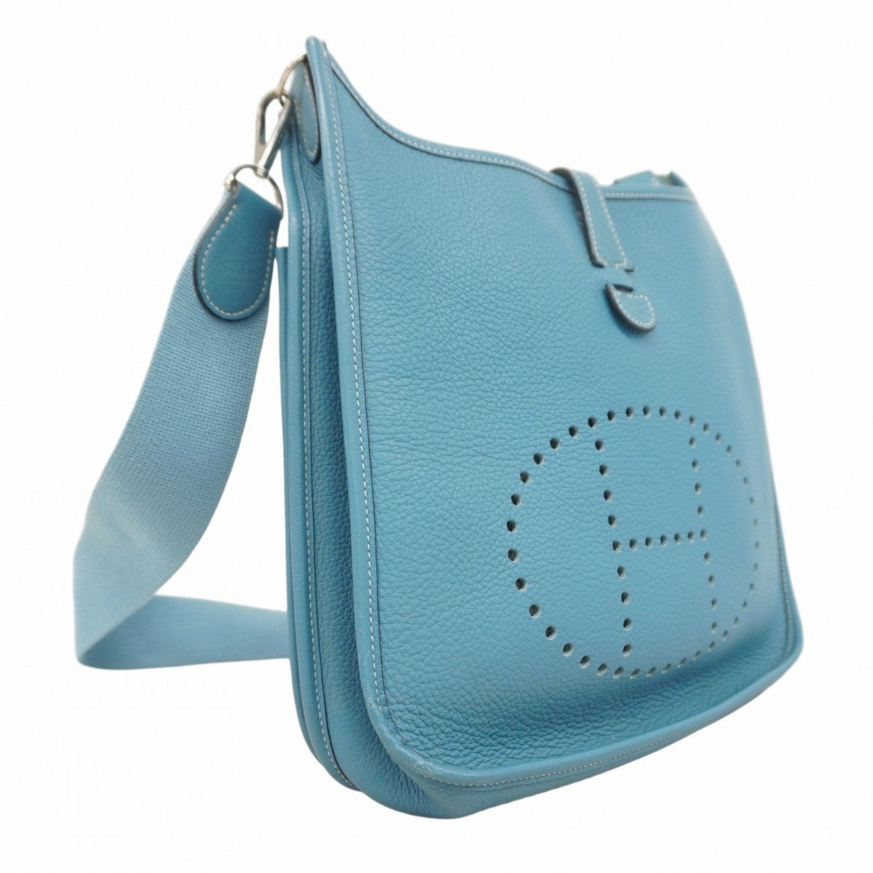 Hermes Hermès Evelyn 2PM Shoulder Bag in Taurillon Clemence Blue Jean with I Stamp for Women