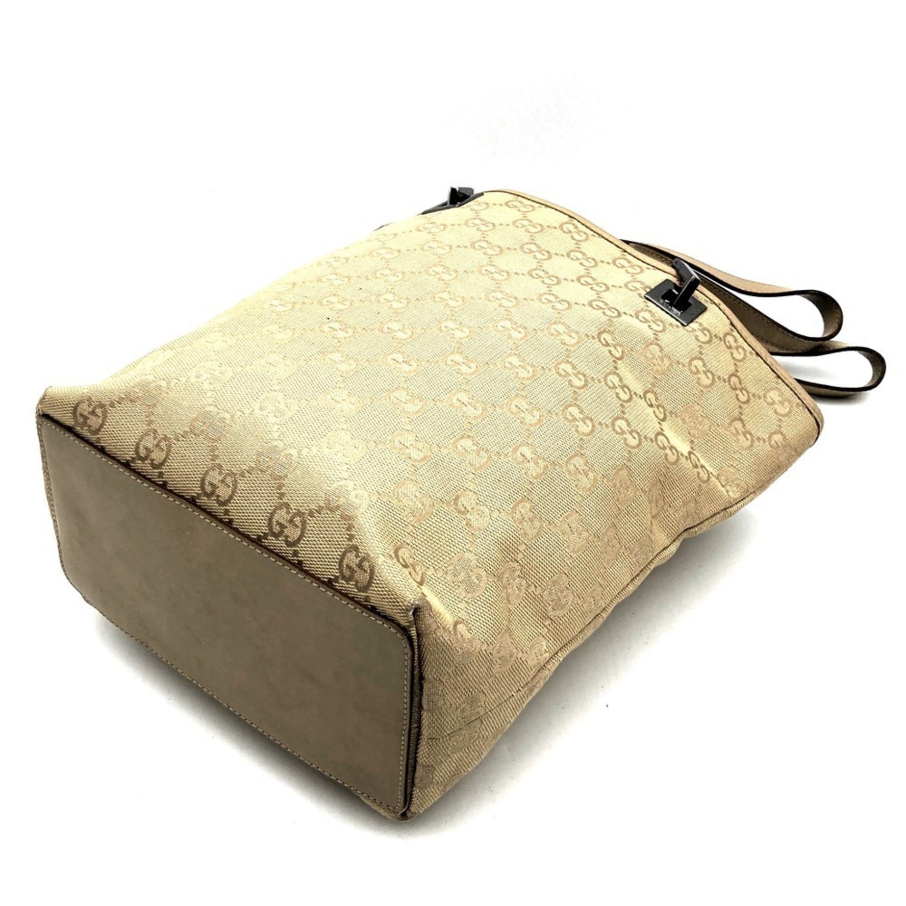 GUCCI Tote Bag Handbag GG Canvas Leather Men's