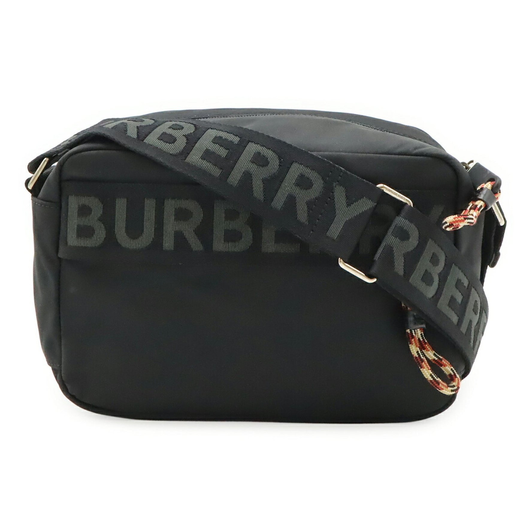 BURBERRY Detail Crossbody Bag Shoulder Nylon Leather Black