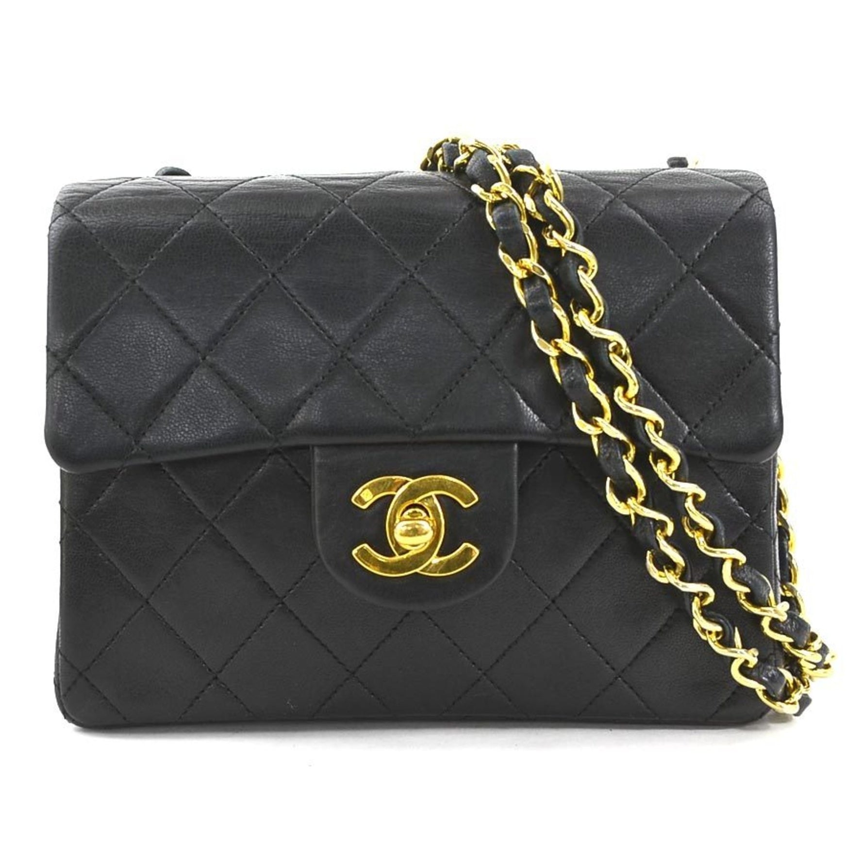 CHANEL Shoulder Bag Lambskin Gold