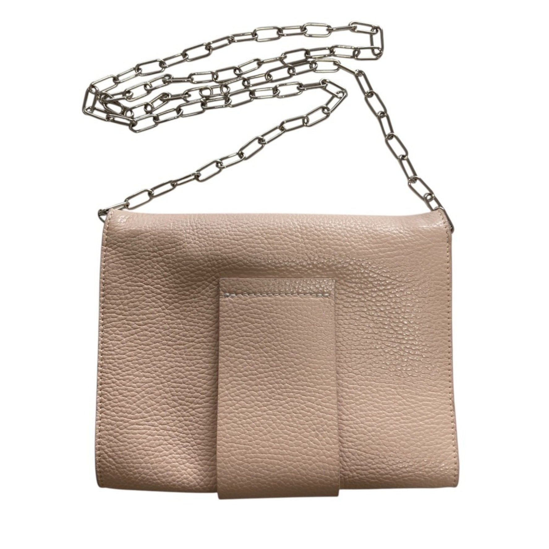 Maison Margiela Grained Leather Chain Shoulder Bag in Pink Beige