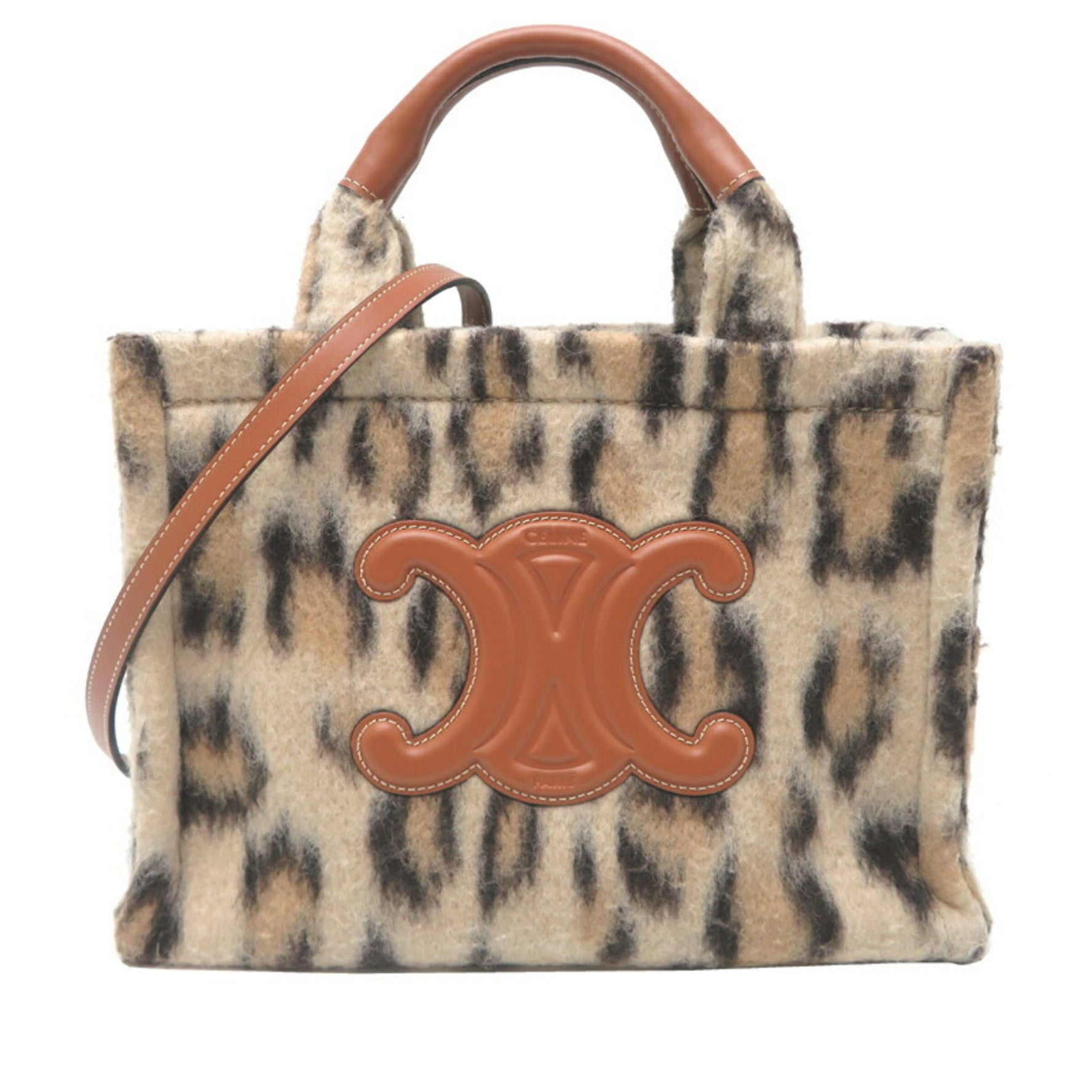 Celine Small Cabas Thais Triomphe Tote Bag Calfskin Leopard Print (Brown)