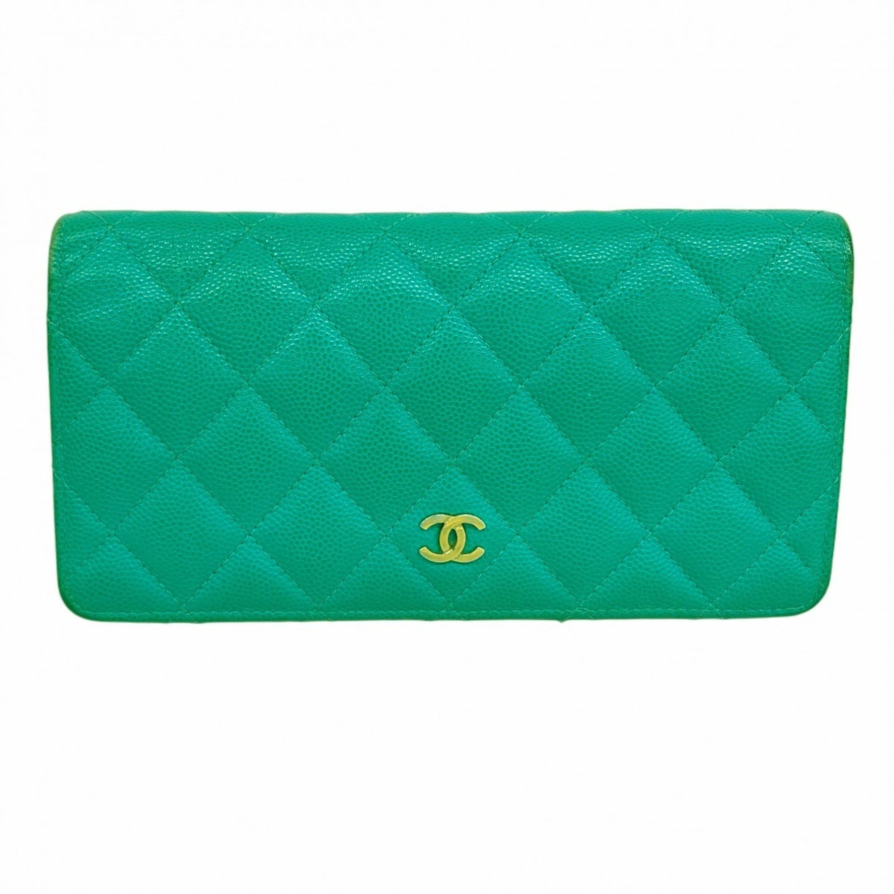 Chanel Matelasse Caviar Leather Long Wallet, Blue