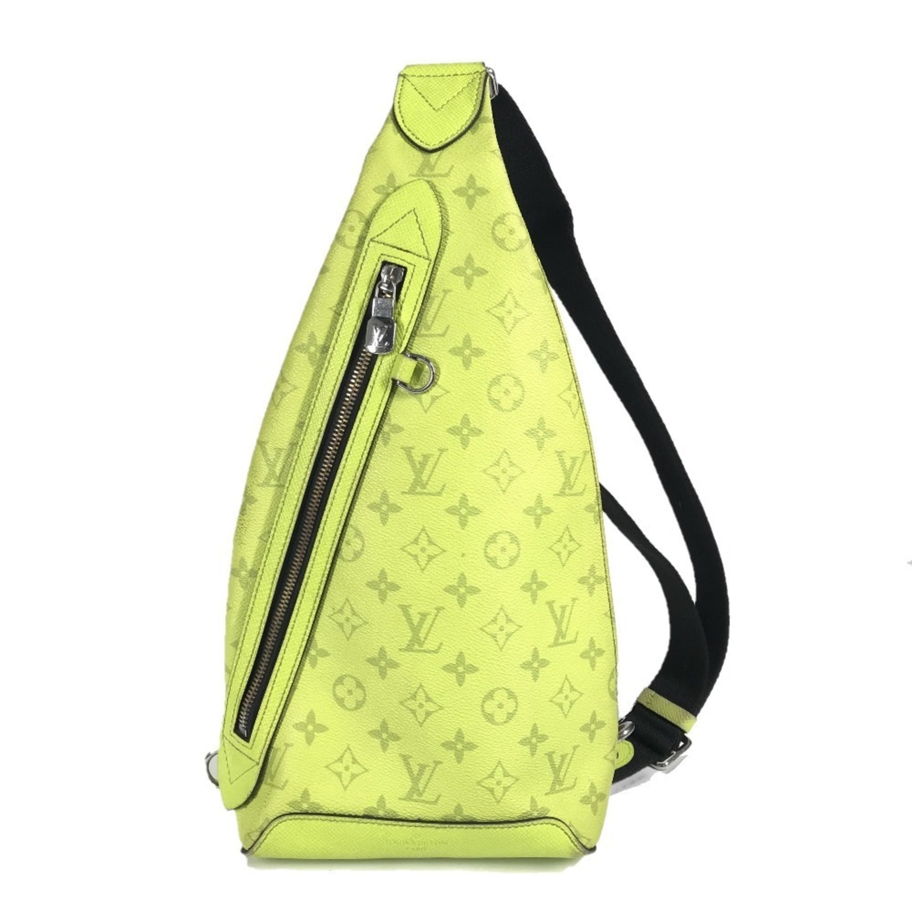 LOUIS VUITTON Taiga Rama Duo Sling Bag, Crossbody Shoulder Monogram Canvas/Taiga Leather, Unisex, Yellow