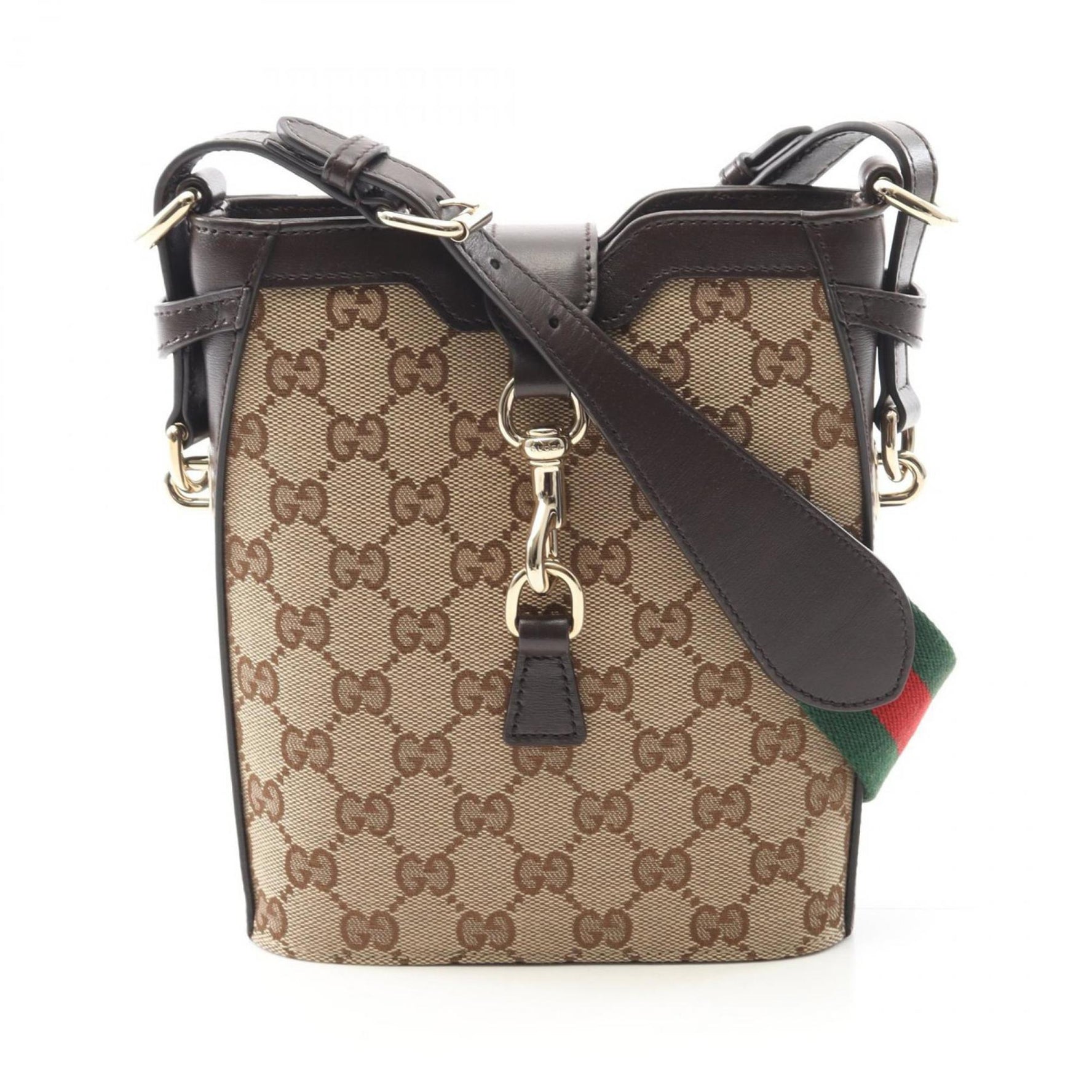 Gucci GG Shadow Mini Bucket Shoulder Bag, Canvas and Leather, Beige Brown
