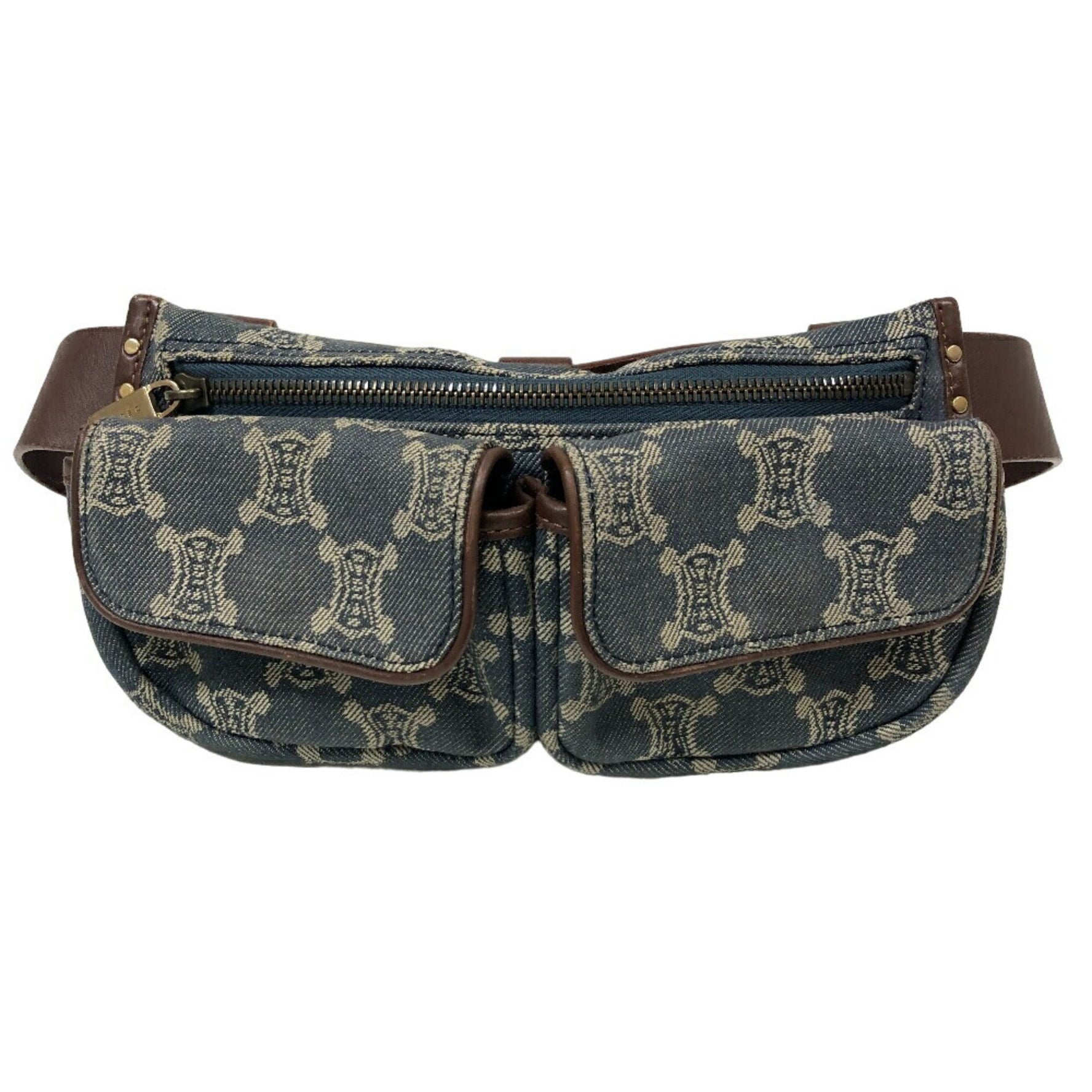 CELINE Triomphe Waist Pouch Macadam Body Bag Blue