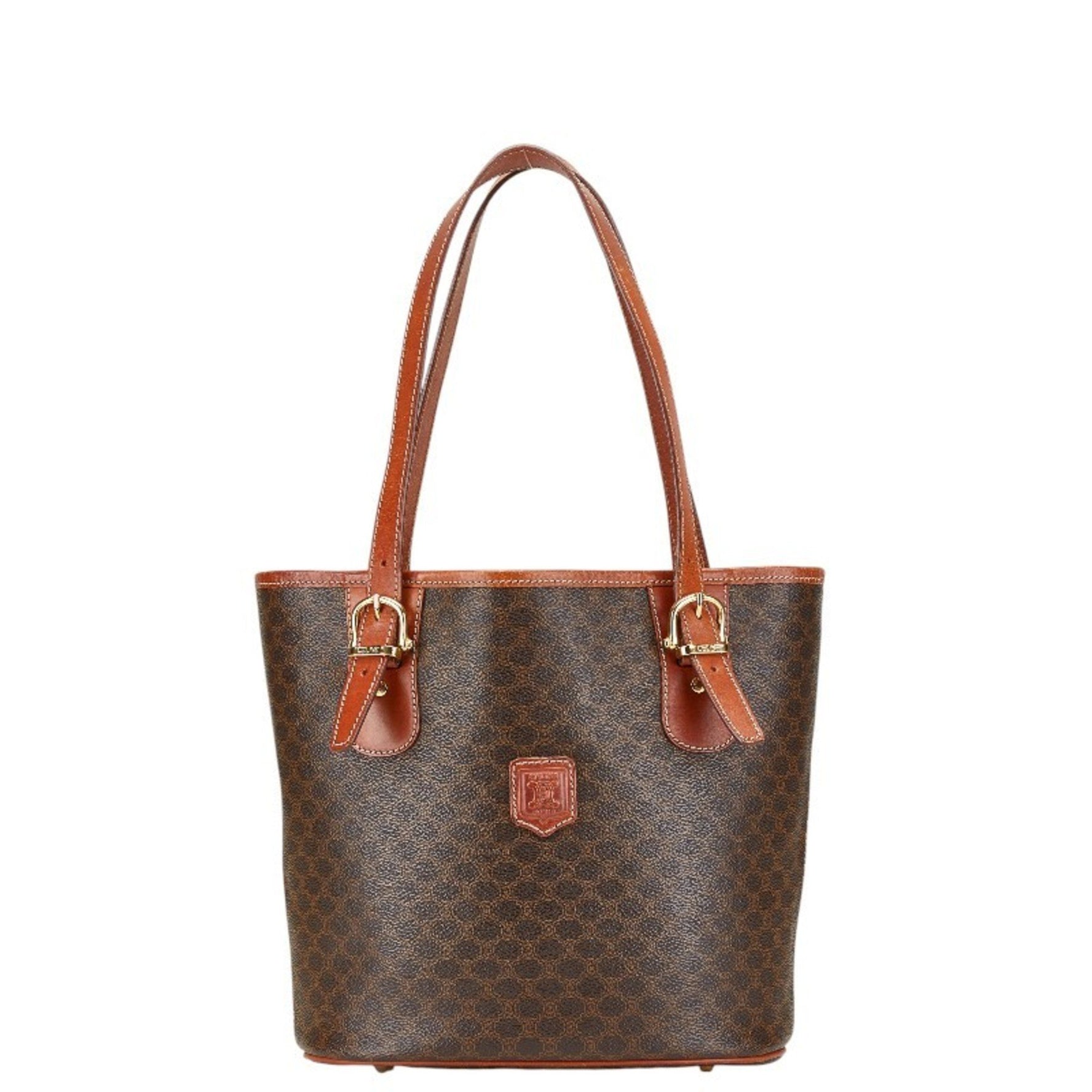 Celine Macadam Tote Bag, Brown Leather