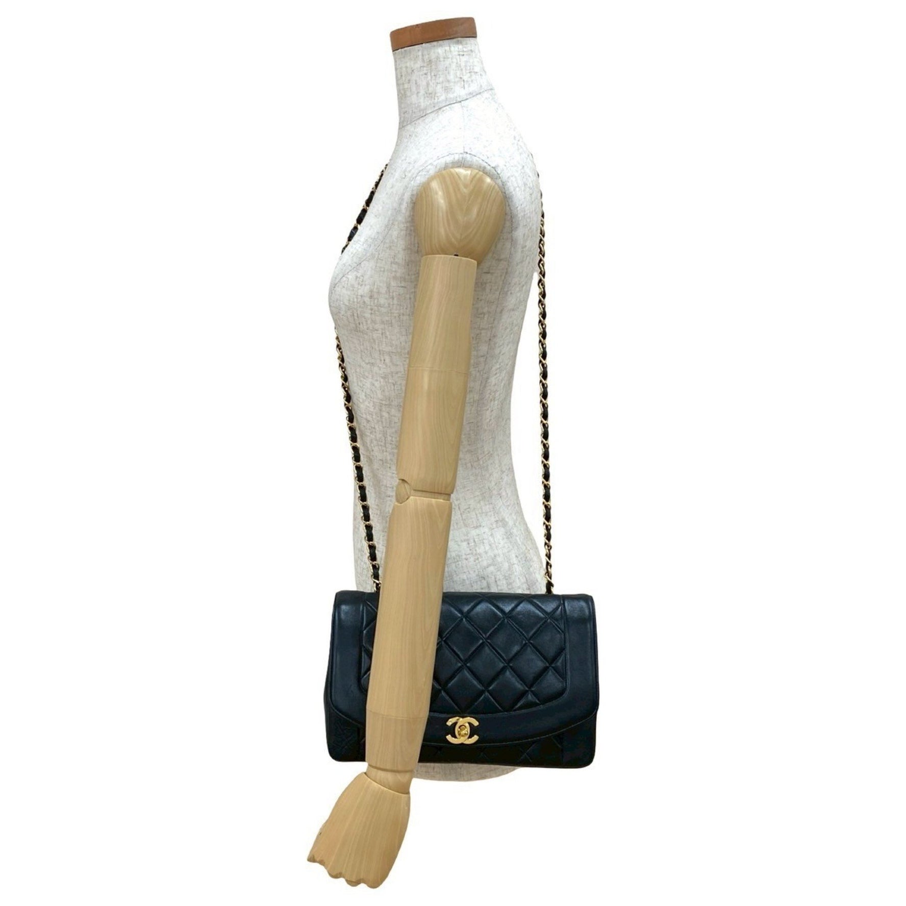CHANEL Matelasse Diana Flap Coco Lambskin Leather Chain Shoulder Bag, 573-1