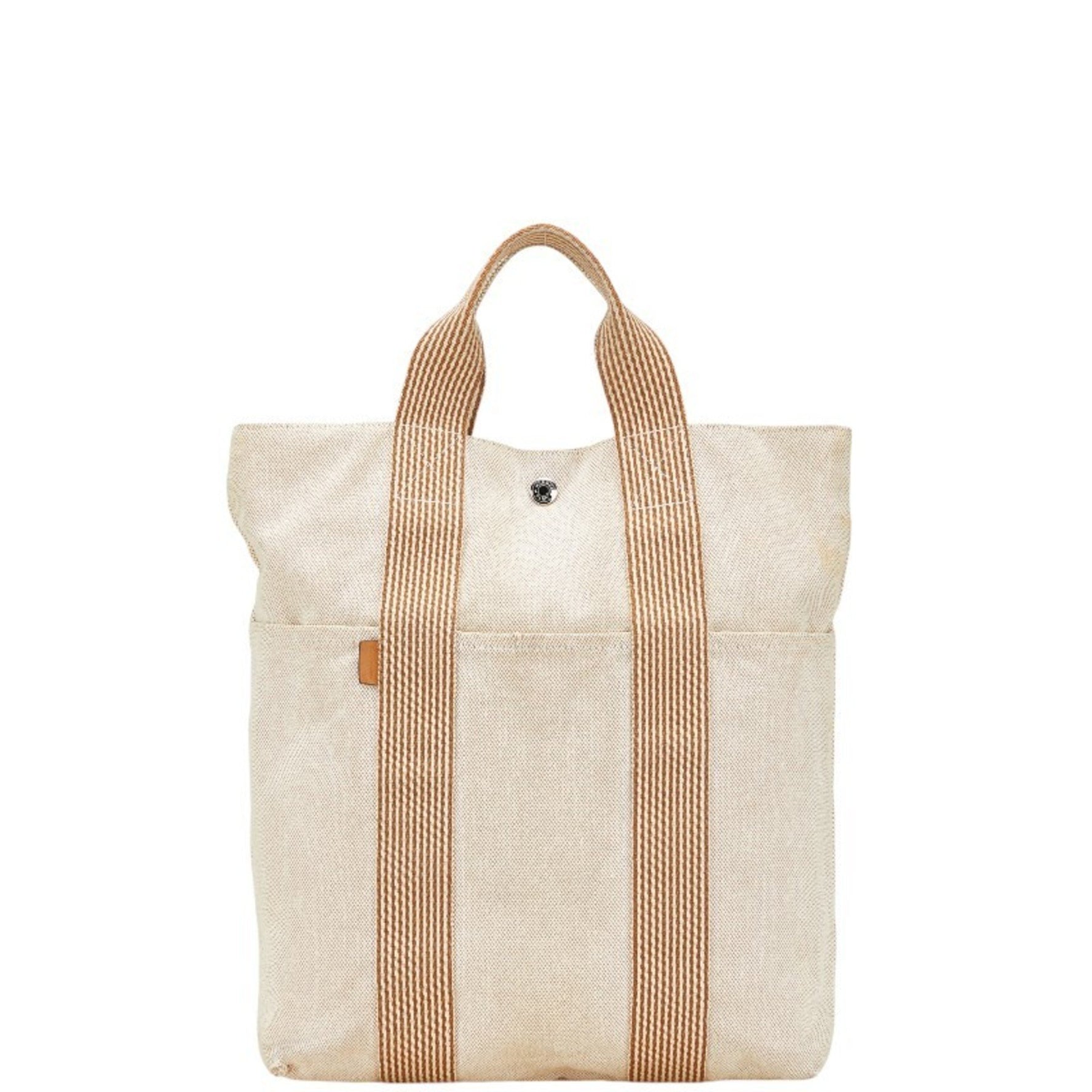 Hermès New Four Toe Cabas Handbag Tote Bag Beige Brown Canvas HERMES