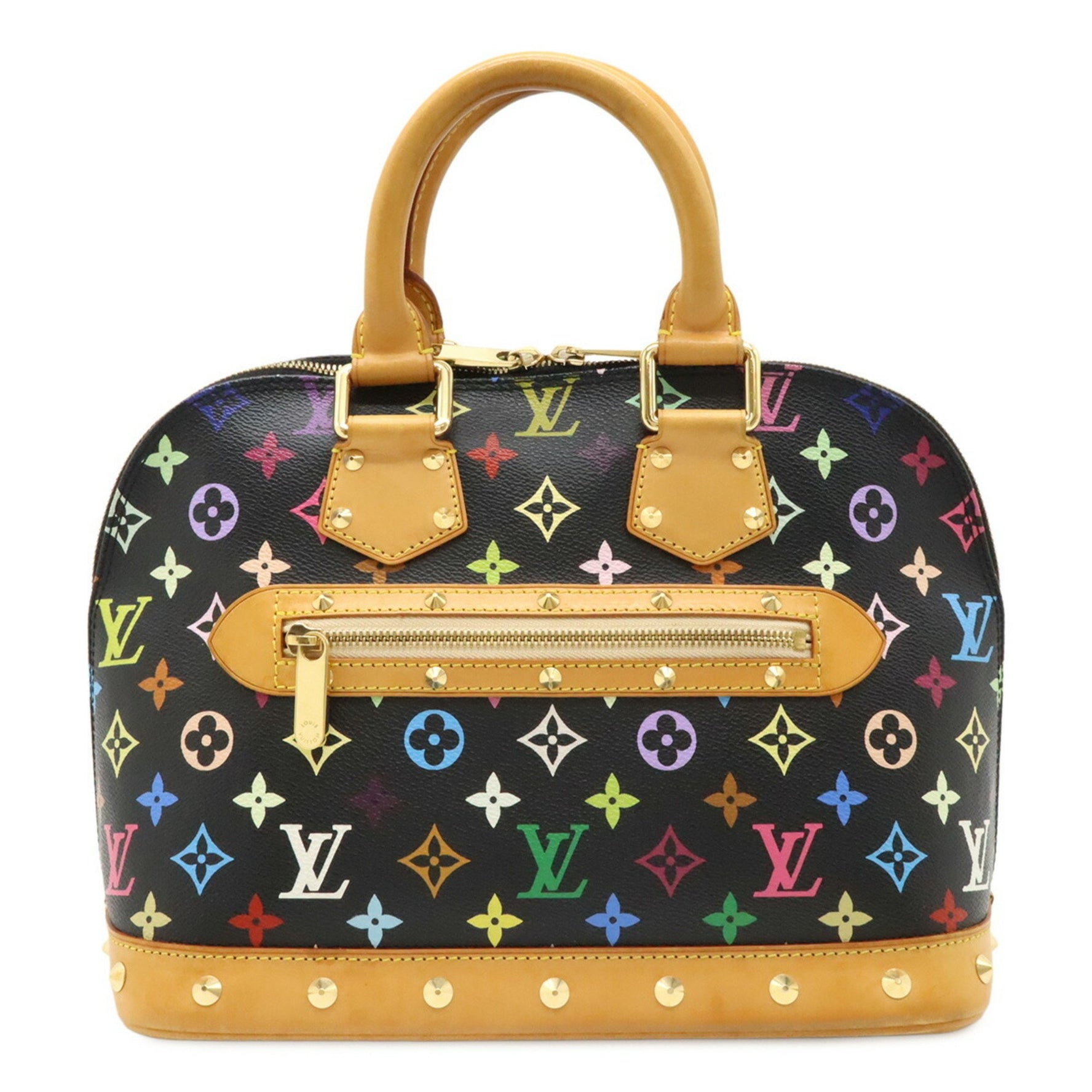 Louis Vuitton Monogram Multicolor Alma Handbag Studs Noir Black