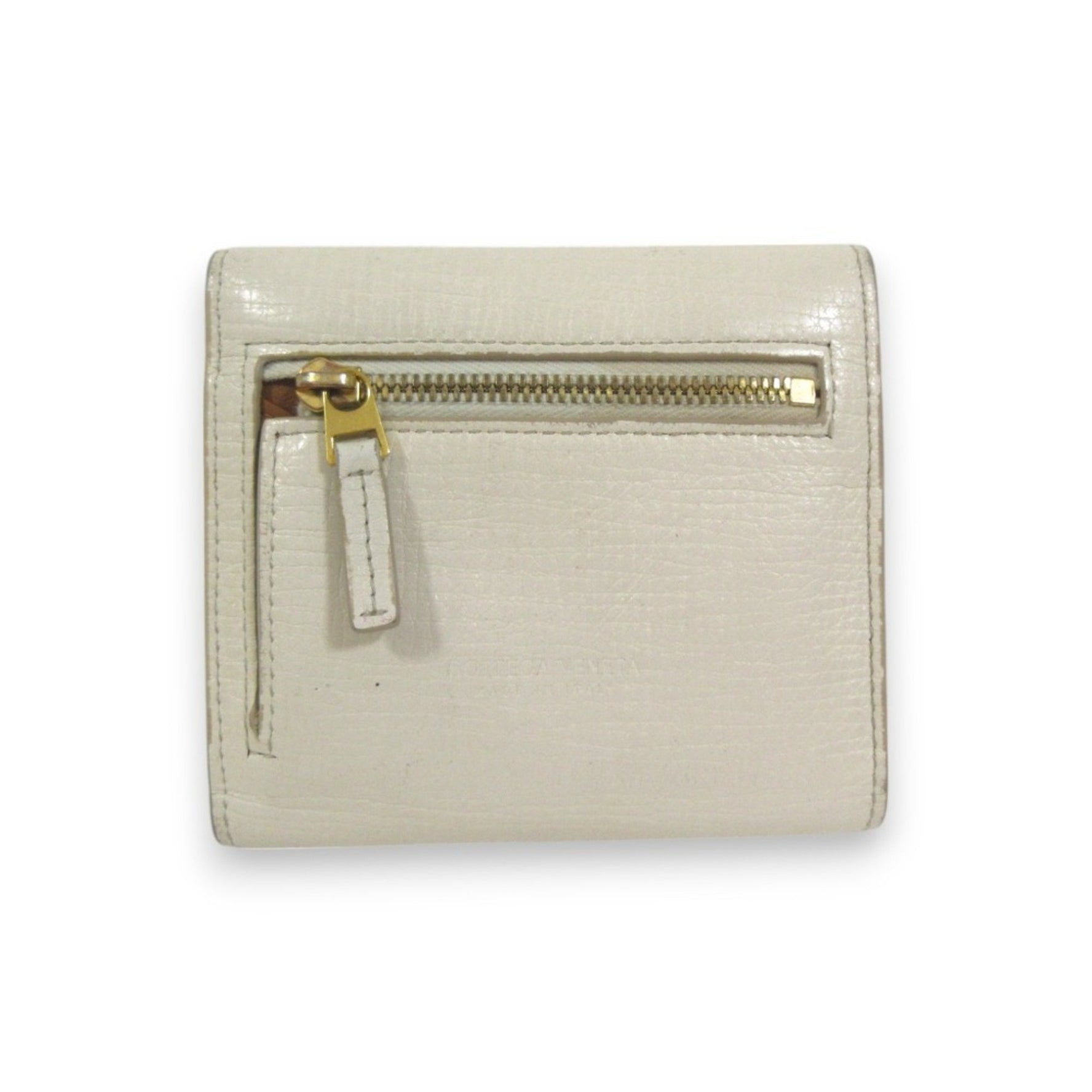 BOTTEGA VENETA Palmellato Leather Tri-Fold Wallet Compact x Gold Hardware