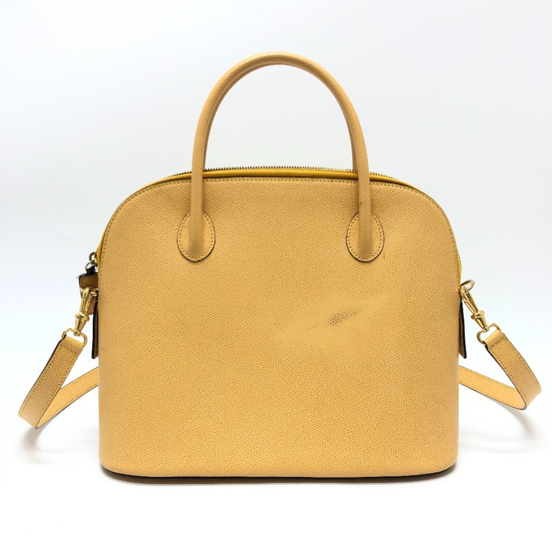 CELINE Vintage Bowling Leather Shoulder Bag in Yellow Beige