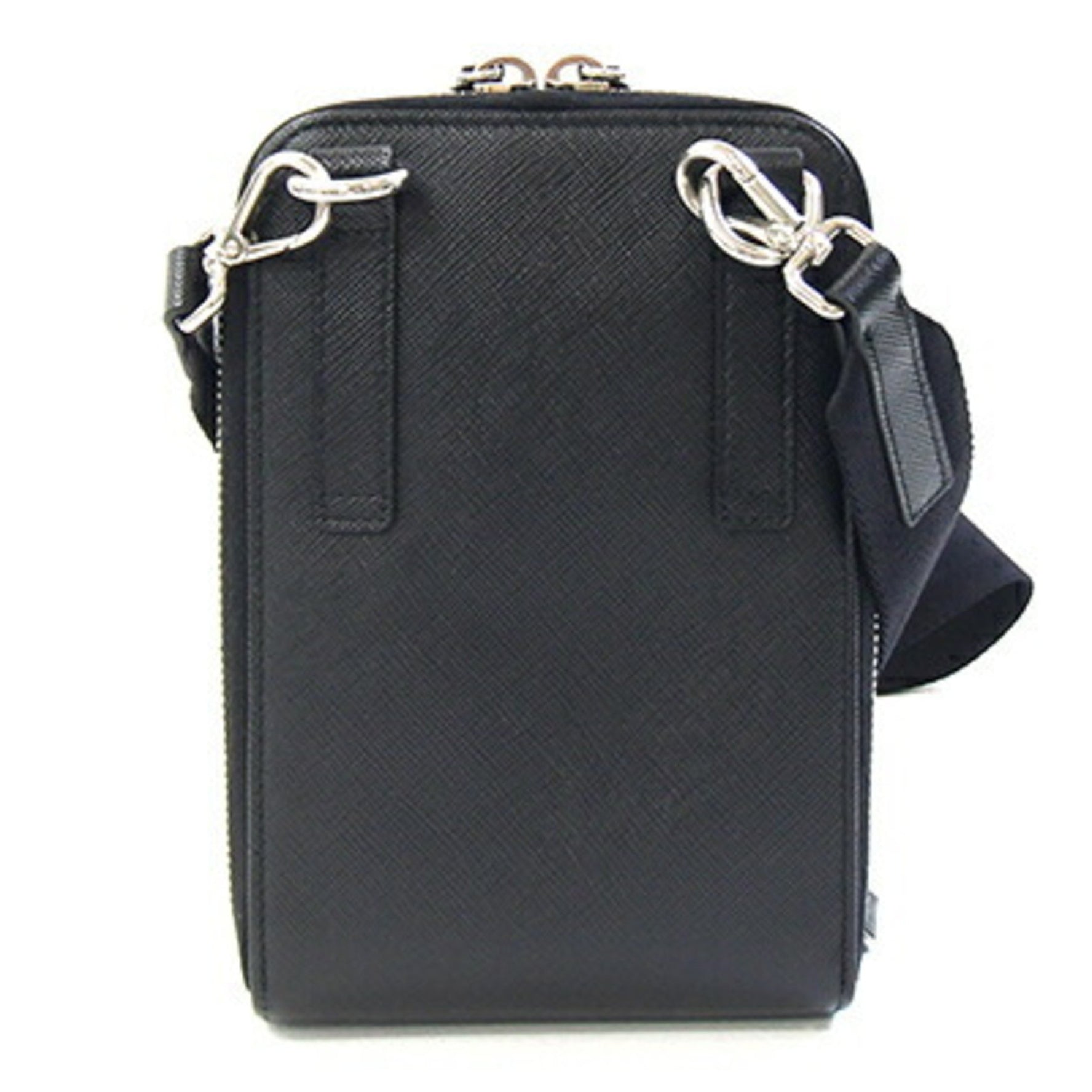 Prada Shoulder Bag Black Saffiano Leather Pochette Crossbody