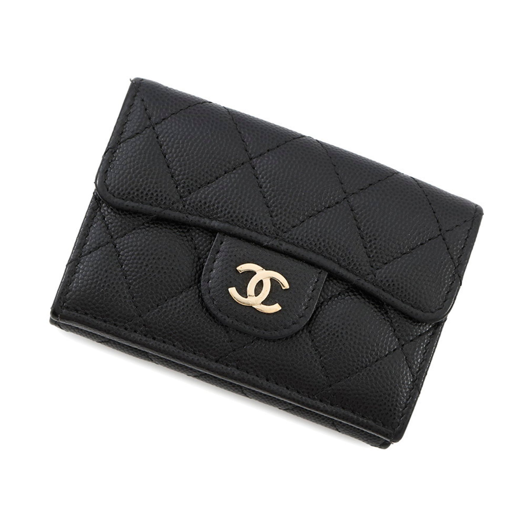 CHANEL Tri-fold Wallet Matelasse Coco Mark Classic Small Flap AP0230 Black