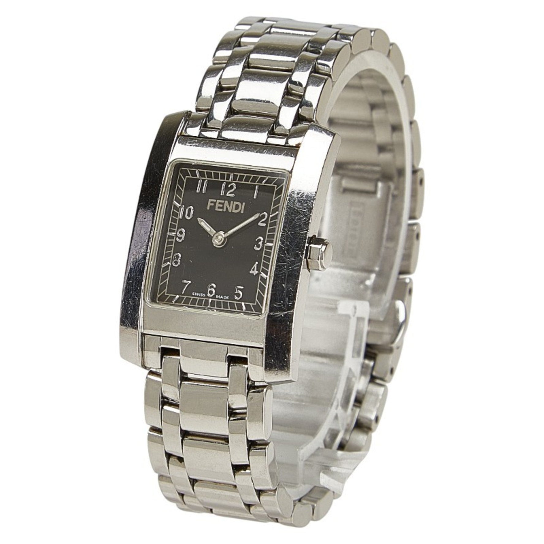 Fendi Horologi Classico Watch Quartz Movement Black Dial Stainless Steel