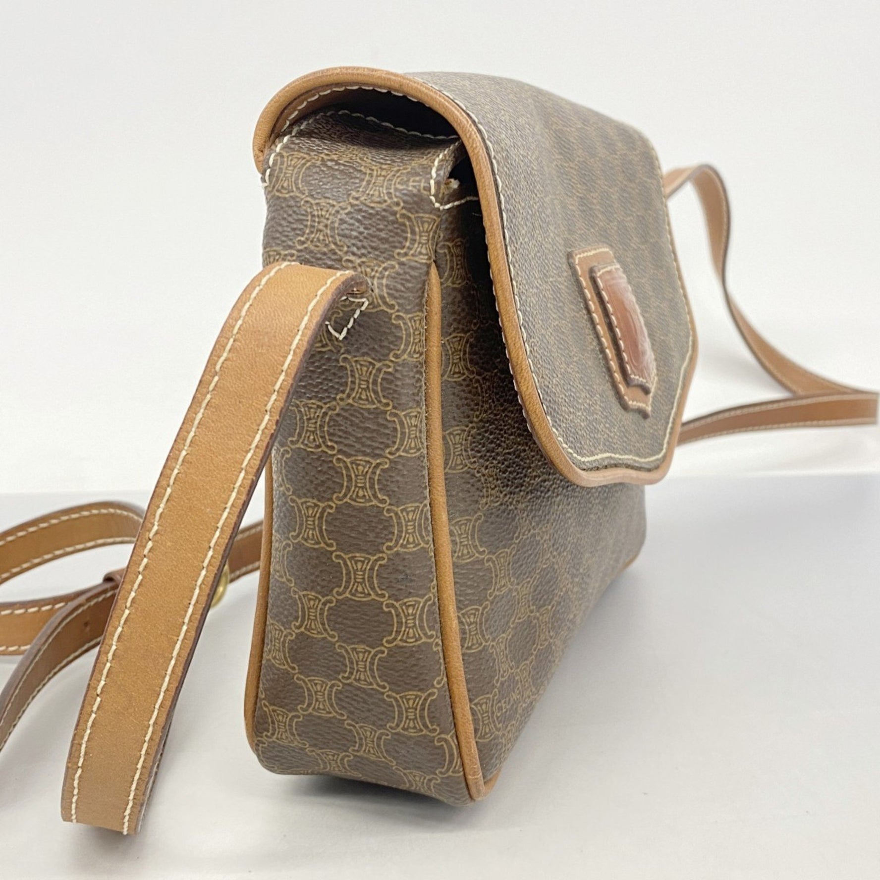 Celine Shoulder Bag Macadam Brown Women's