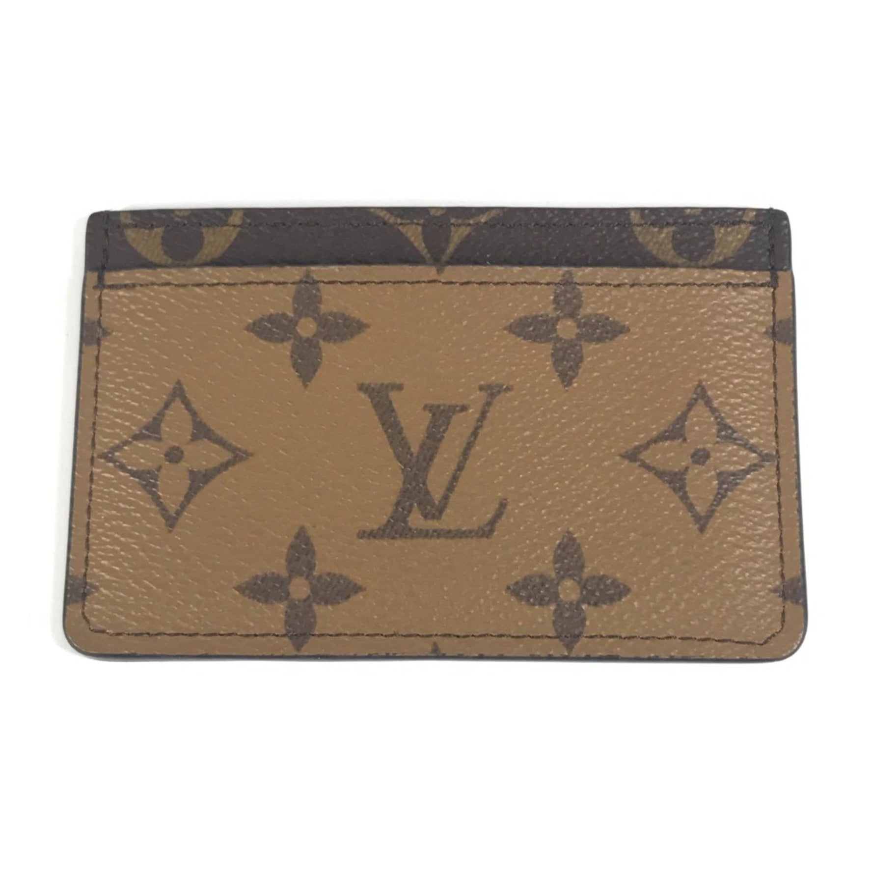 LOUIS VUITTON Monogram Reverse Porte Carte Sample Business Card Holder/Pass Case, Canvas, Men's/Women's, Like New