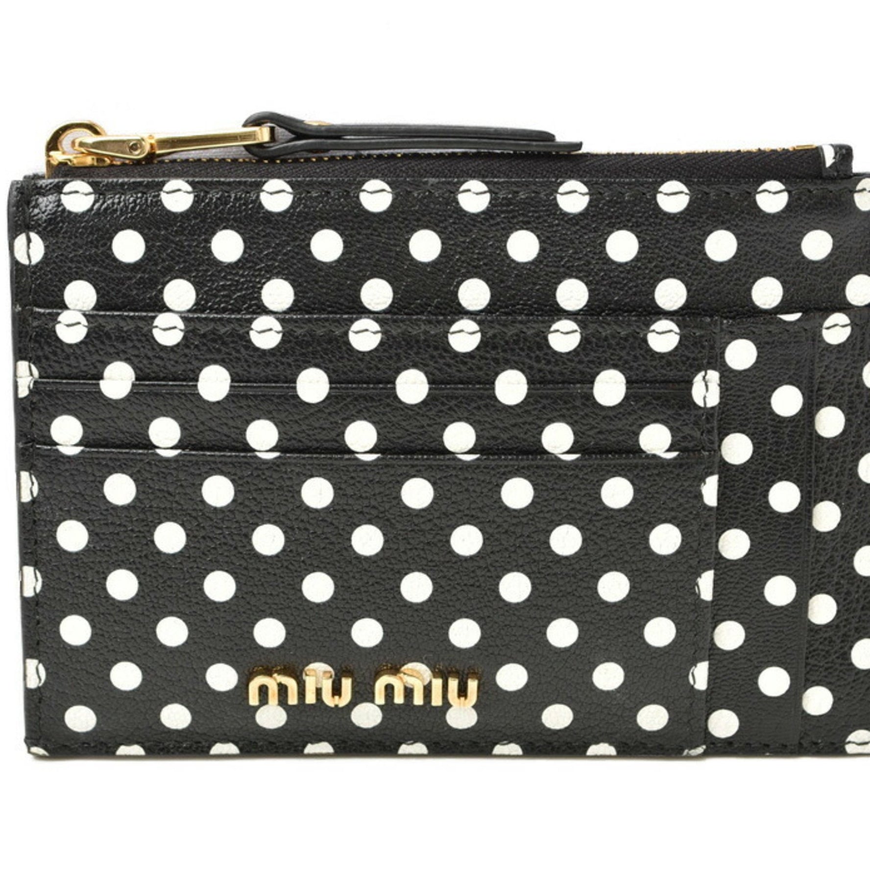 Miu Miu Miu coin case card miumiu MADRAS NERO BIANCO