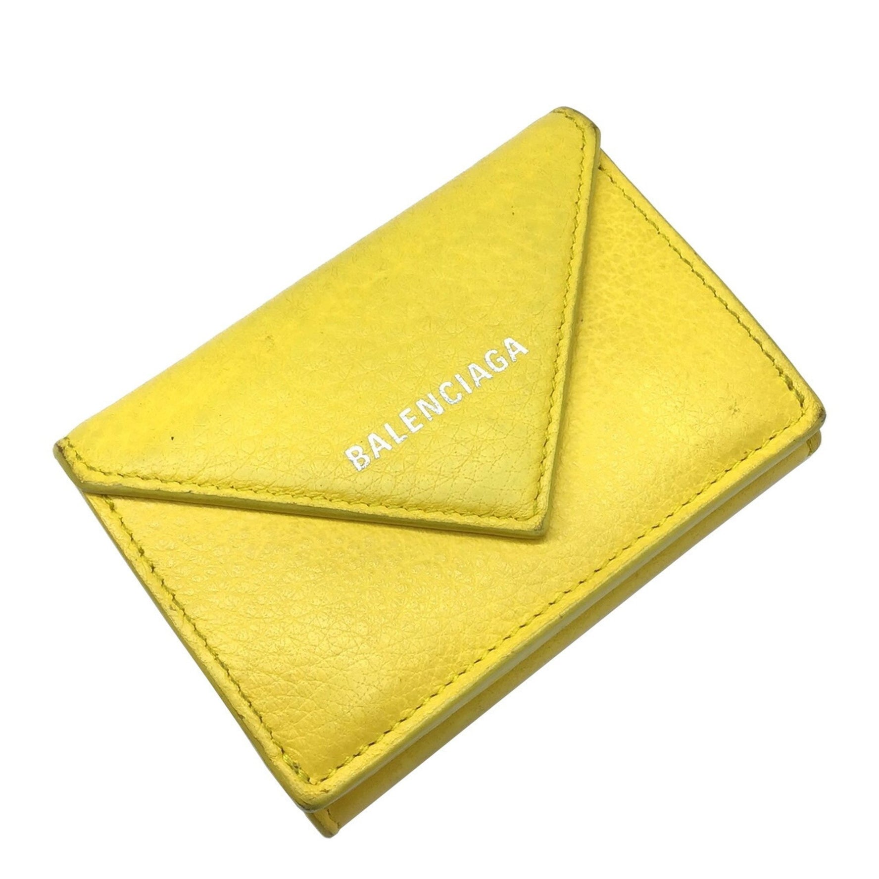 BALENCIAGA Paper Yellow 3-fold Wallet Women's Men's Unisex