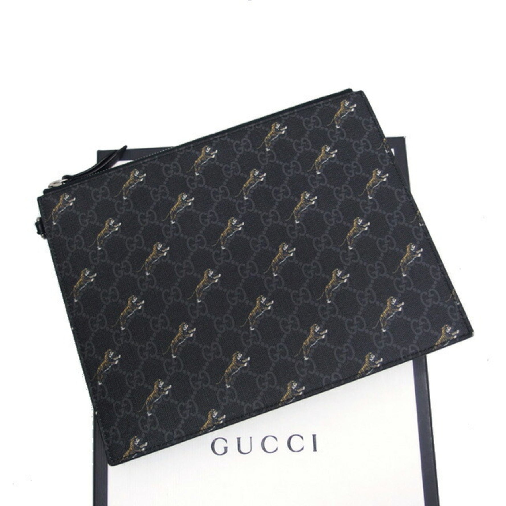 Gucci GG Supreme Tiger Print Clutch Bag