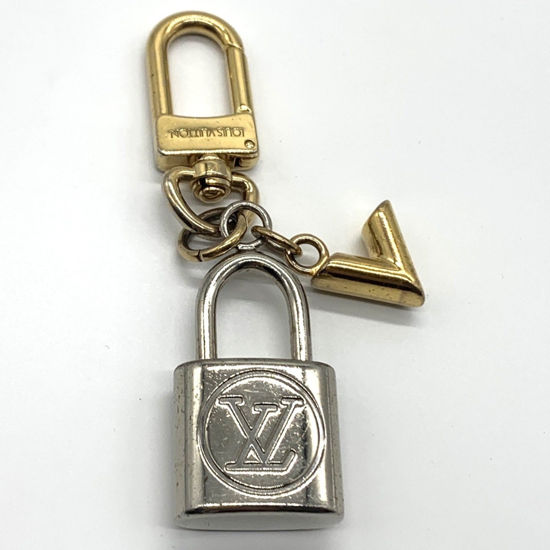 Louis Vuitton Kaleido V Padlock Keychain Charm Keyring GP Gold Silver