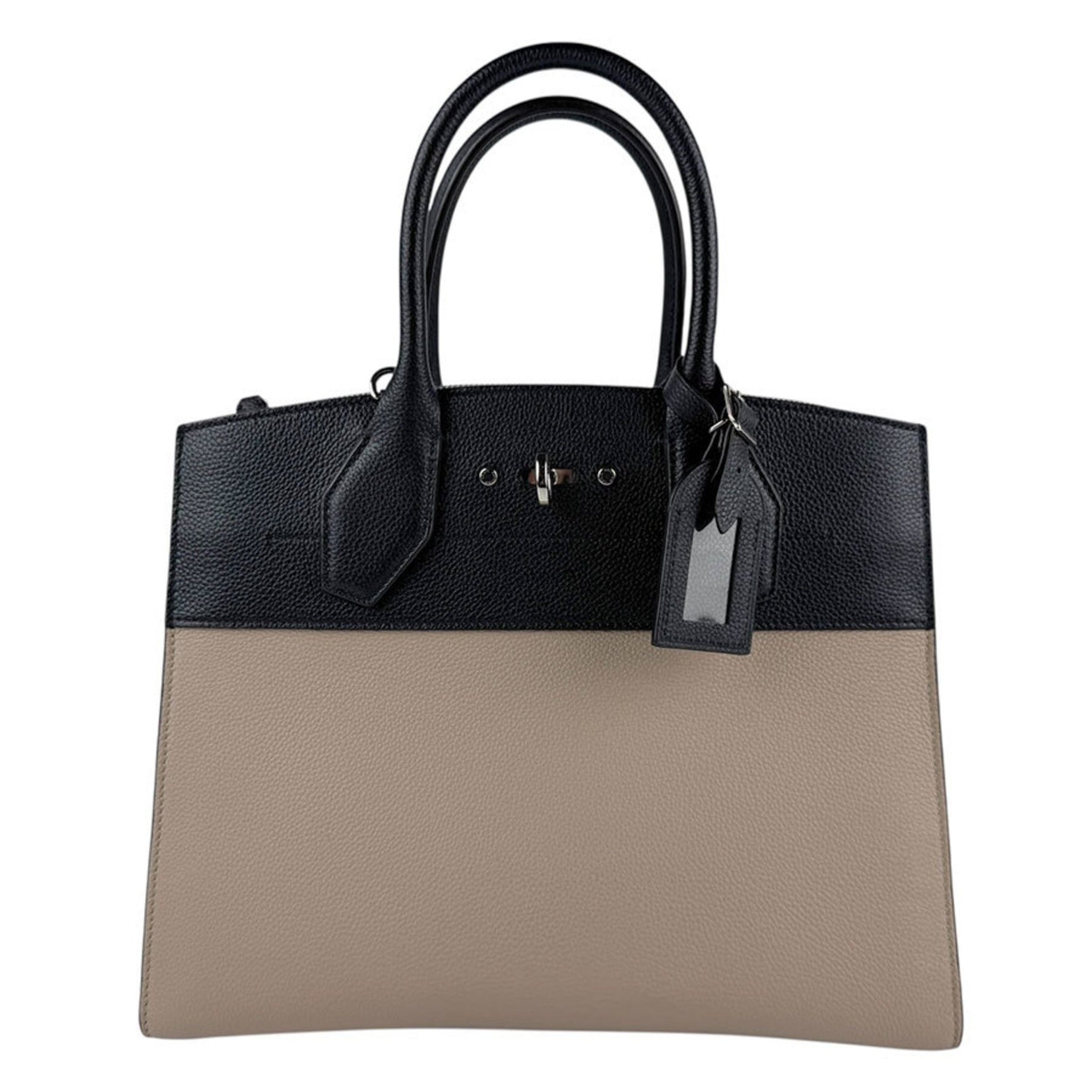 Louis Vuitton City Steamer MM Handbag Shoulder Bag in Black, Greige, and Silver