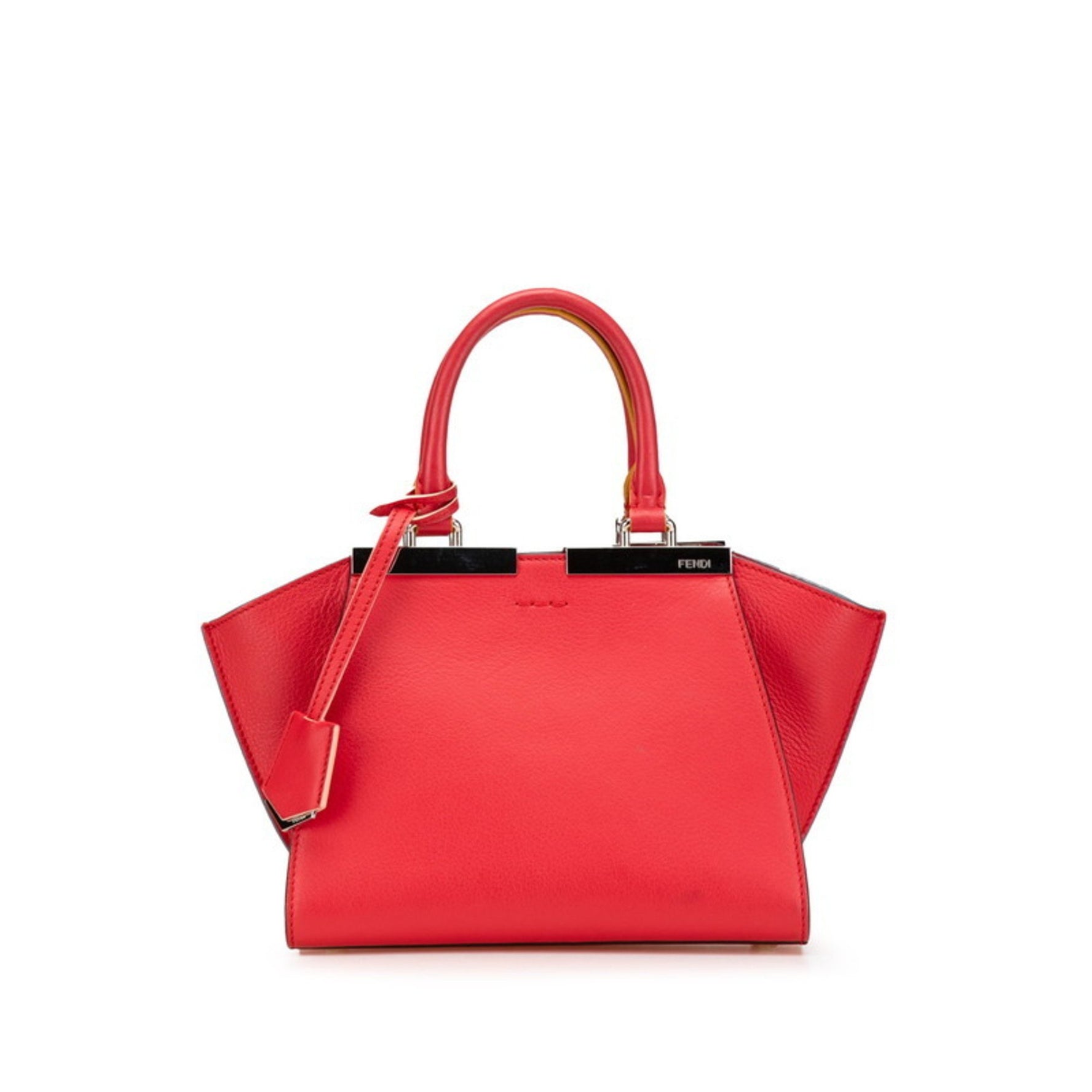 FENDI Petit Trois Jours Handbag Red Leather