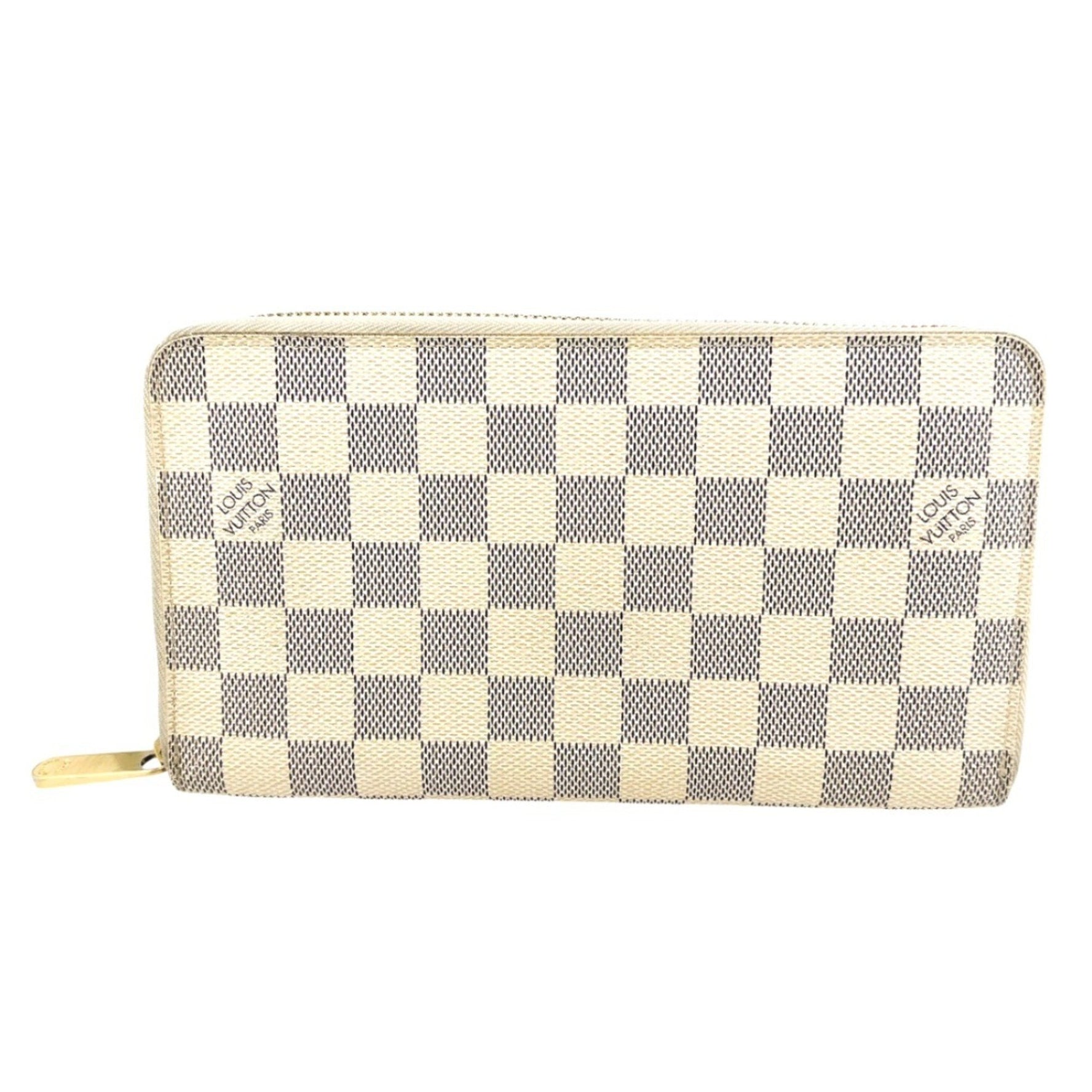 Louis Vuitton Long Wallet Round Damier Azur Zipper Organizer Canvas LV
