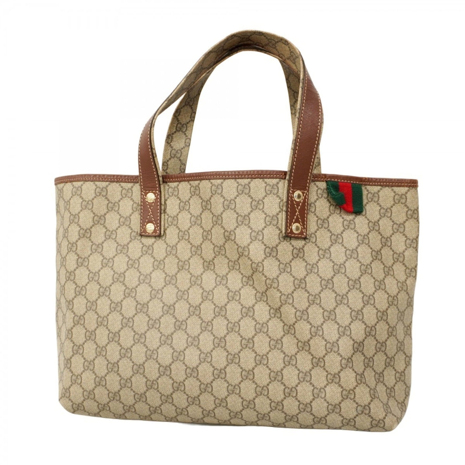 Gucci GG Supreme Sherry Line Tote Bag Champagne