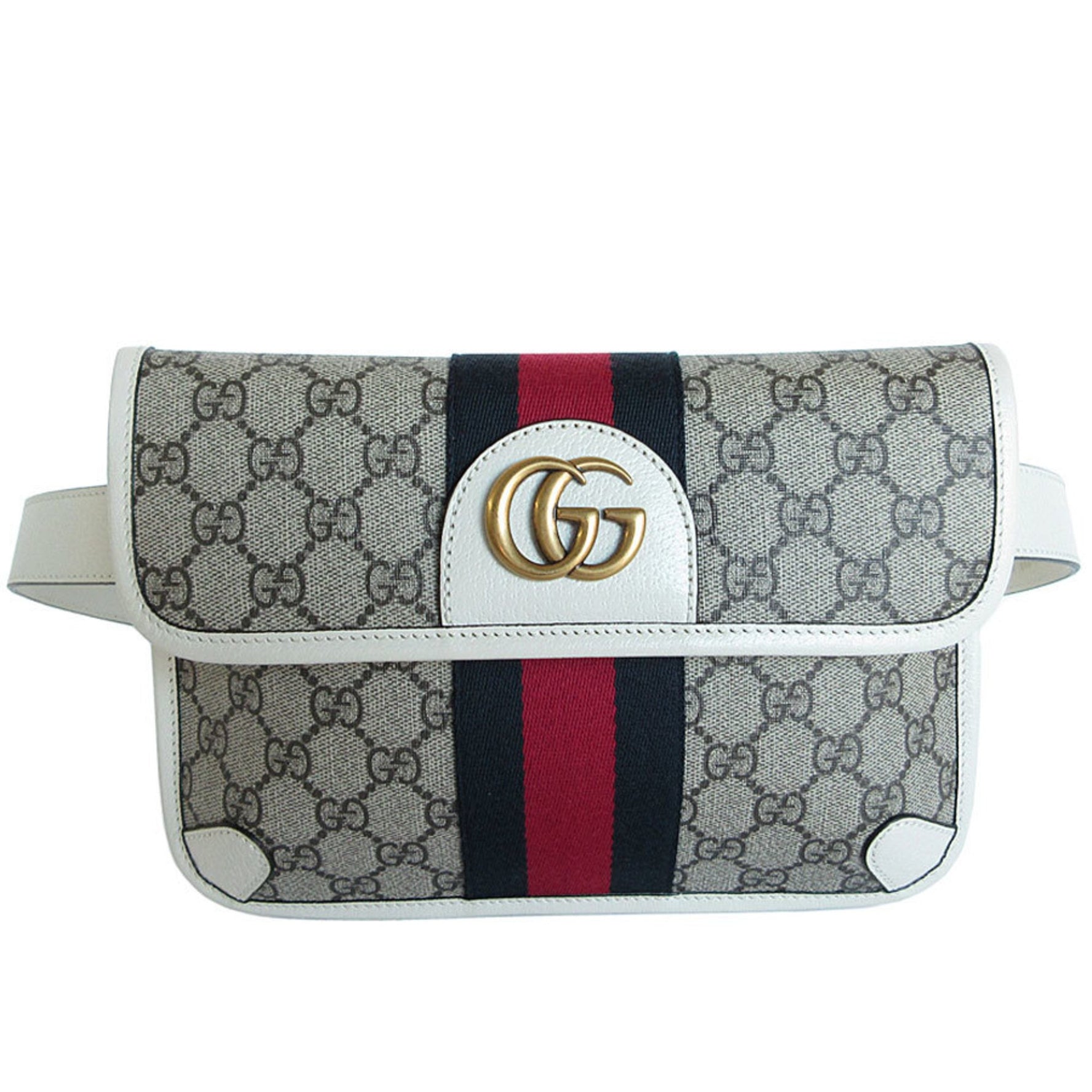 GUCCI Waist Bag Belt Ophidia GG Supreme Canvas Leather Beige Brown Off-White Gold Men's s0427a