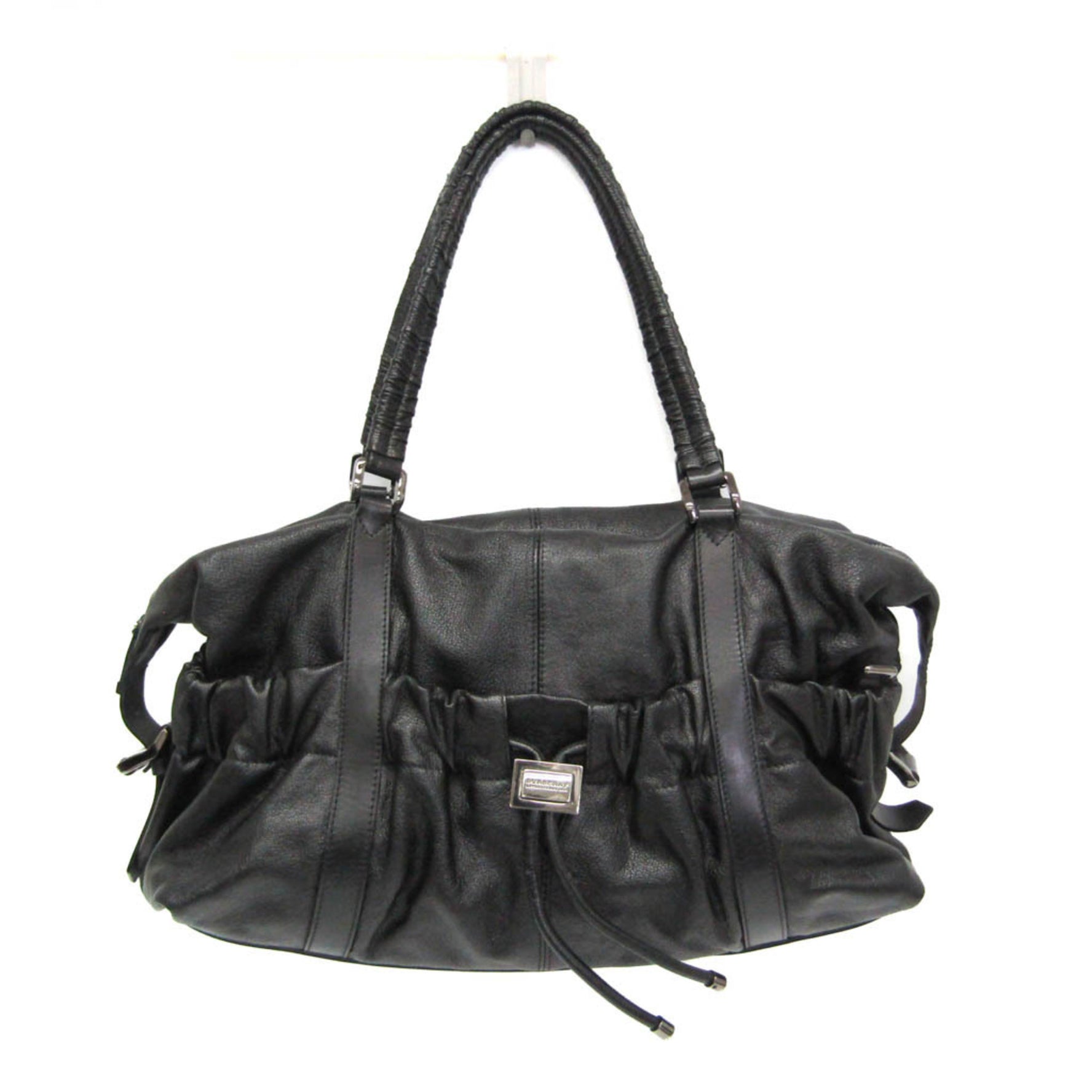Burberry Men,Women Leather Boston Bag,Shoulder Bag Black