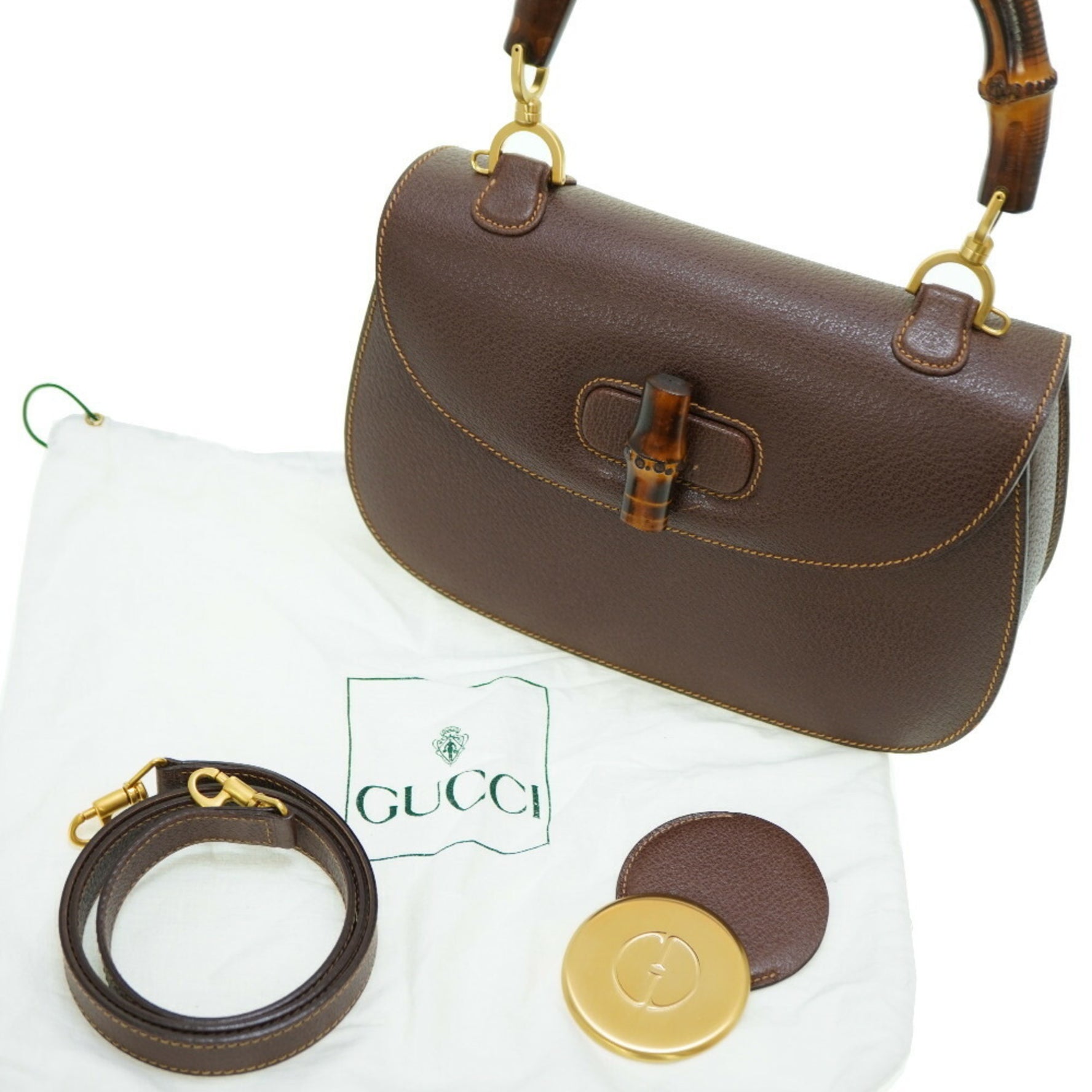 Gucci Bamboo Shoulder Handbag Leather with shoulder strap
