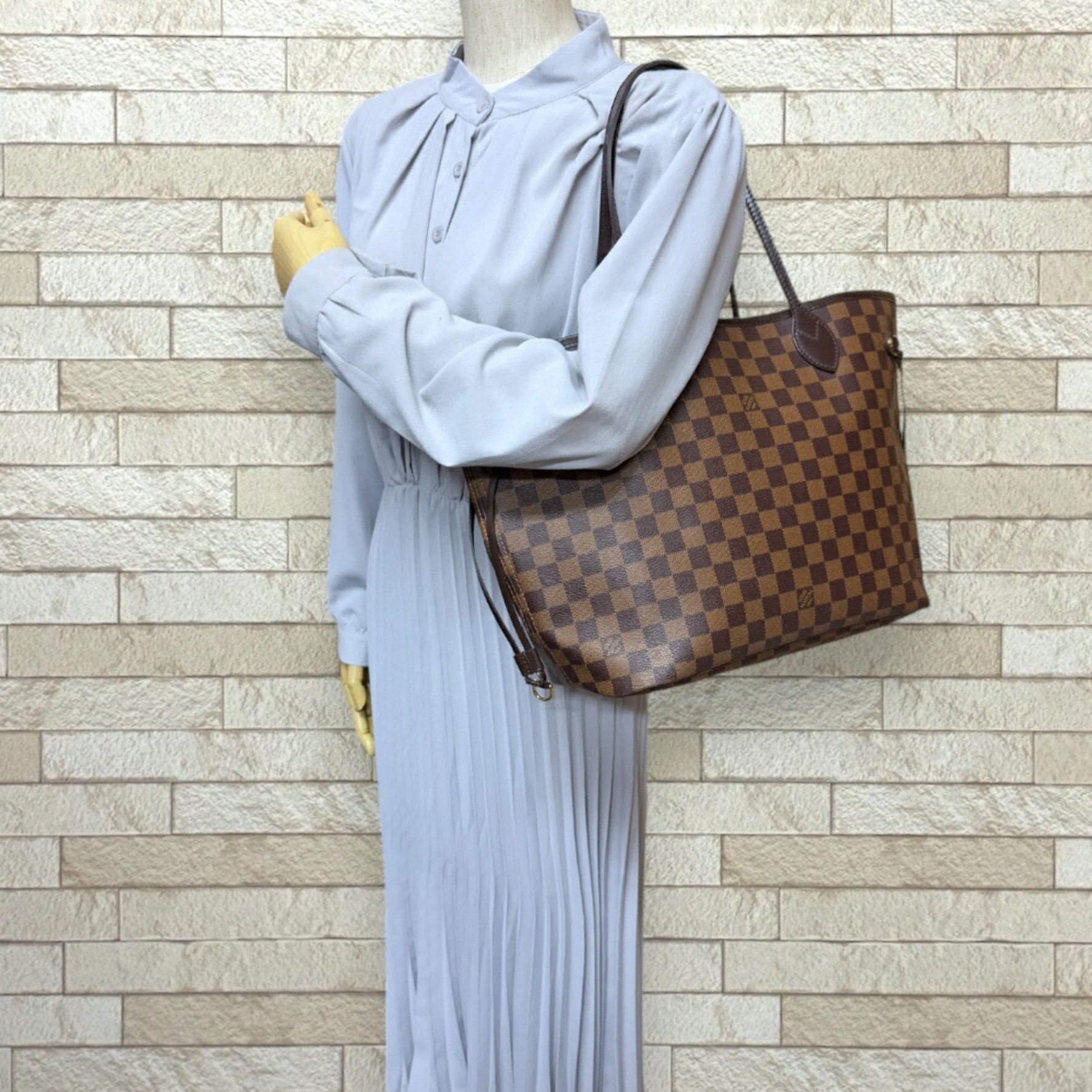 Louis Vuitton Neverfull MM Damier Tote Bag Canvas N51105 Brown Women's LOUIS VUITTON