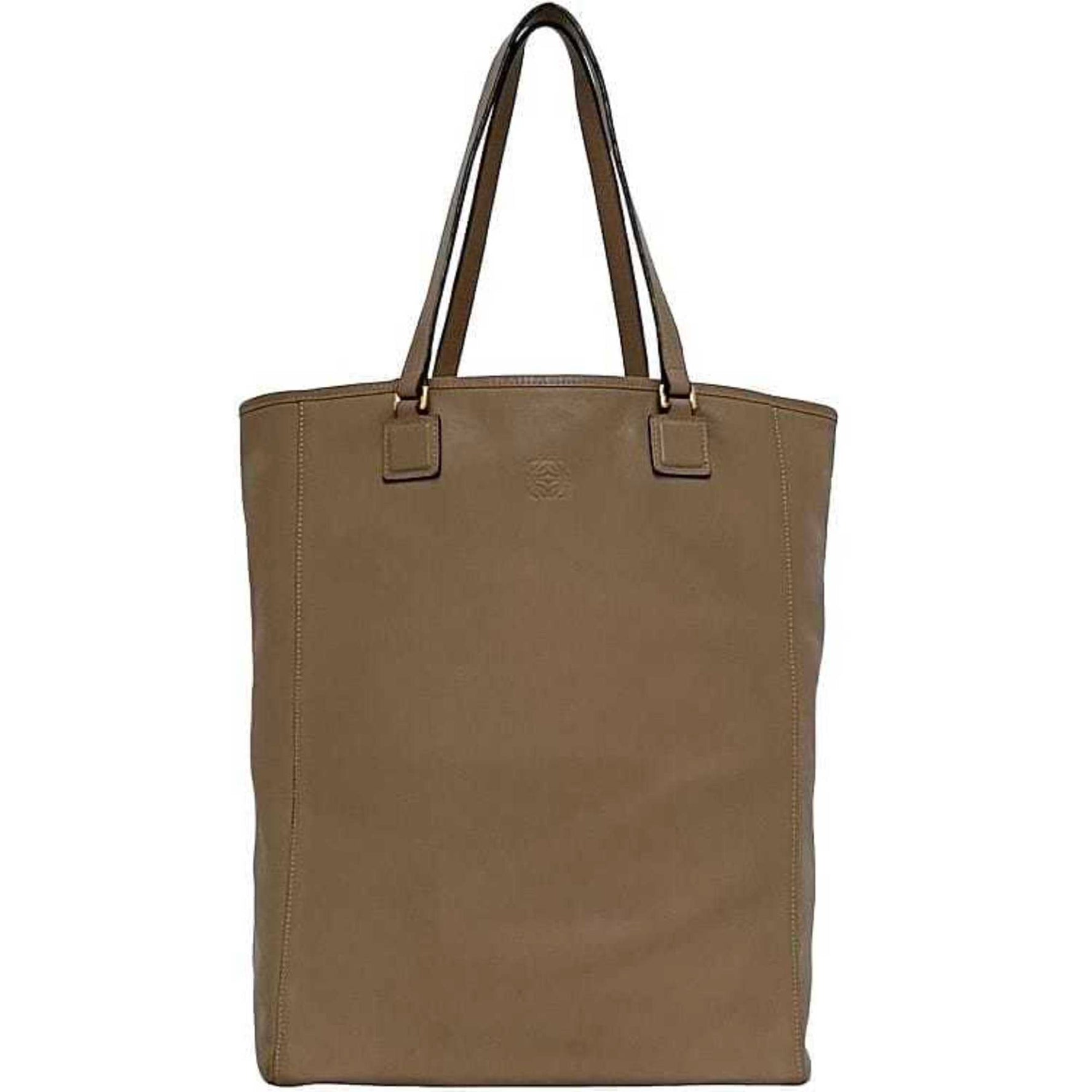 LOEWE Tote Bag ec-22922 Beige Anagram Leather a4 Women's Genuine Engraved Soft