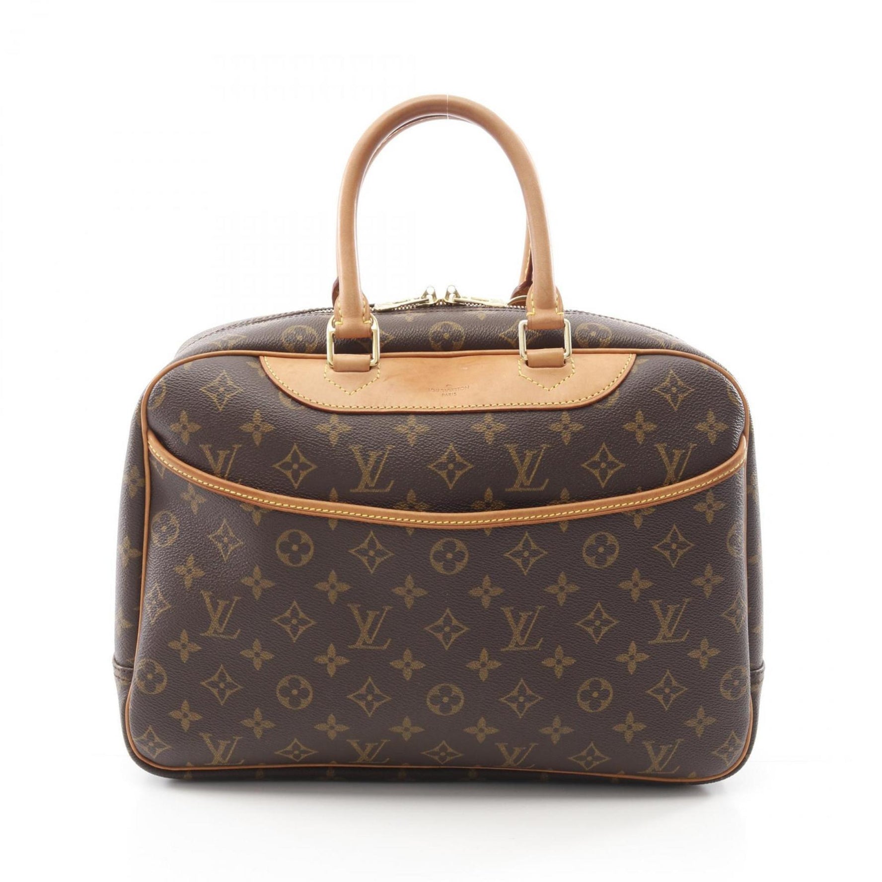 Louis Vuitton Deauville Bowling Vanity Monogram Handbag Coated Canvas Leather
