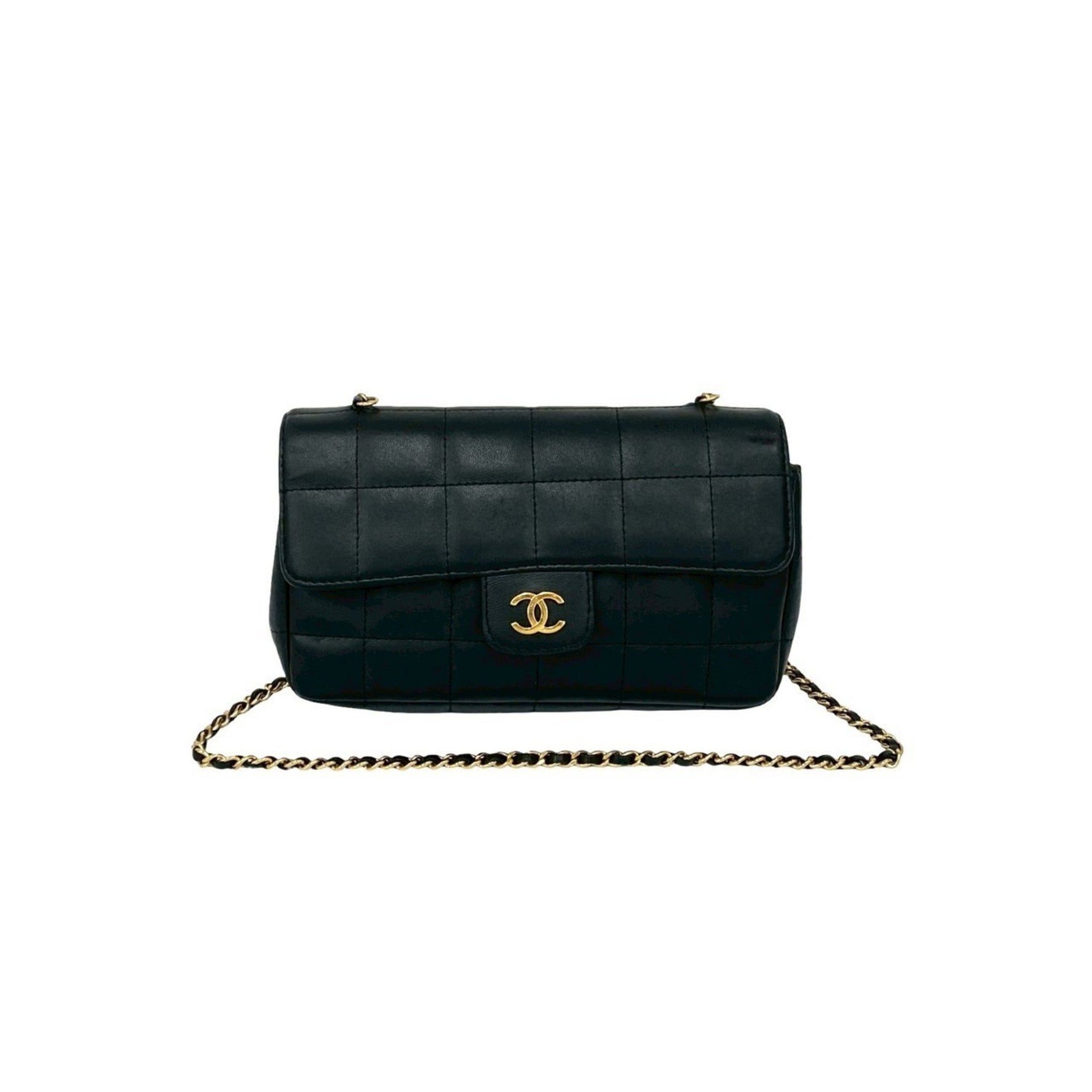 CHANEL Chocobar Coco Mark Lambskin Chain Mini Shoulder Bag Pochette