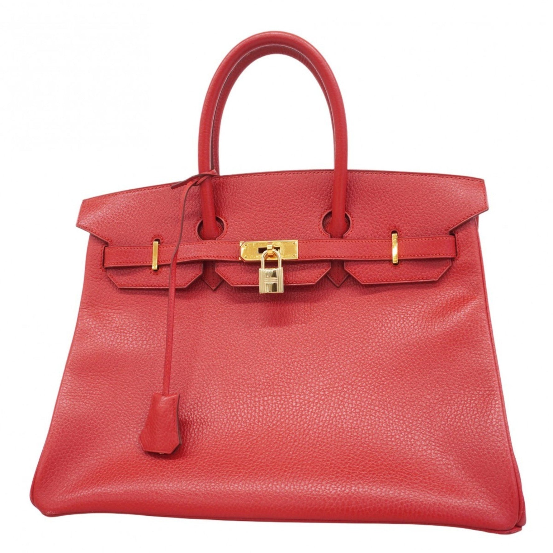 Hermes Hermès Birkin 35 Ardennes Handbag, Red, with 〇Y Stamp, Women's