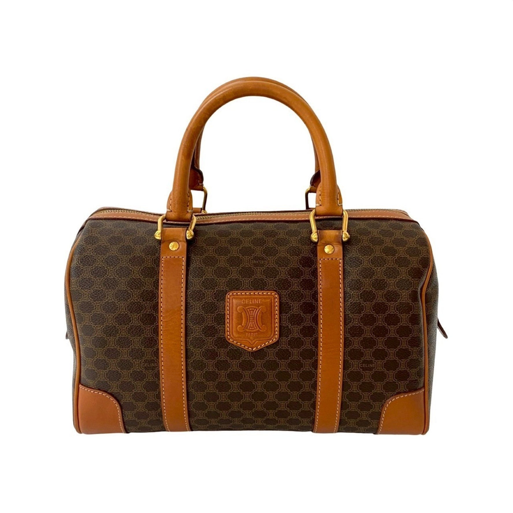 CELINE Macadam Blason Triomphe Leather Handbag/Mini Boston Bag, 924-1