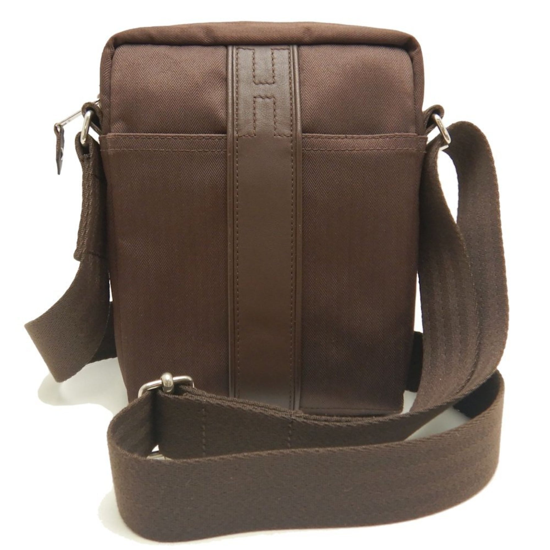 HERMES Acapulco Bandouliere PM Shoulder Bag Toile Chevron Dark Brown