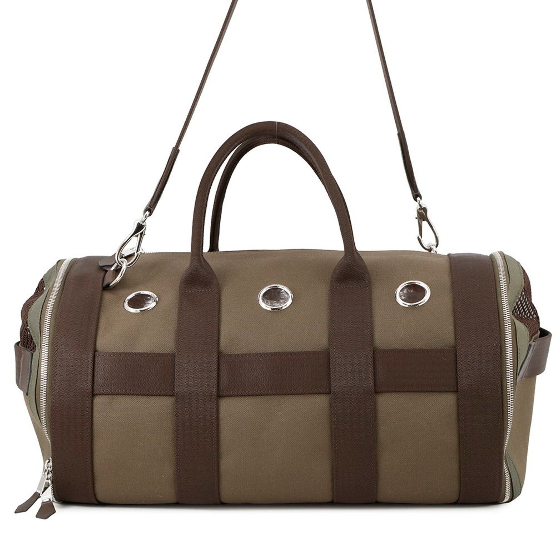 Hermes Hermès Dog Carrier Bag, Khaki, Fou Toile Military, B Stamp, Small Pet