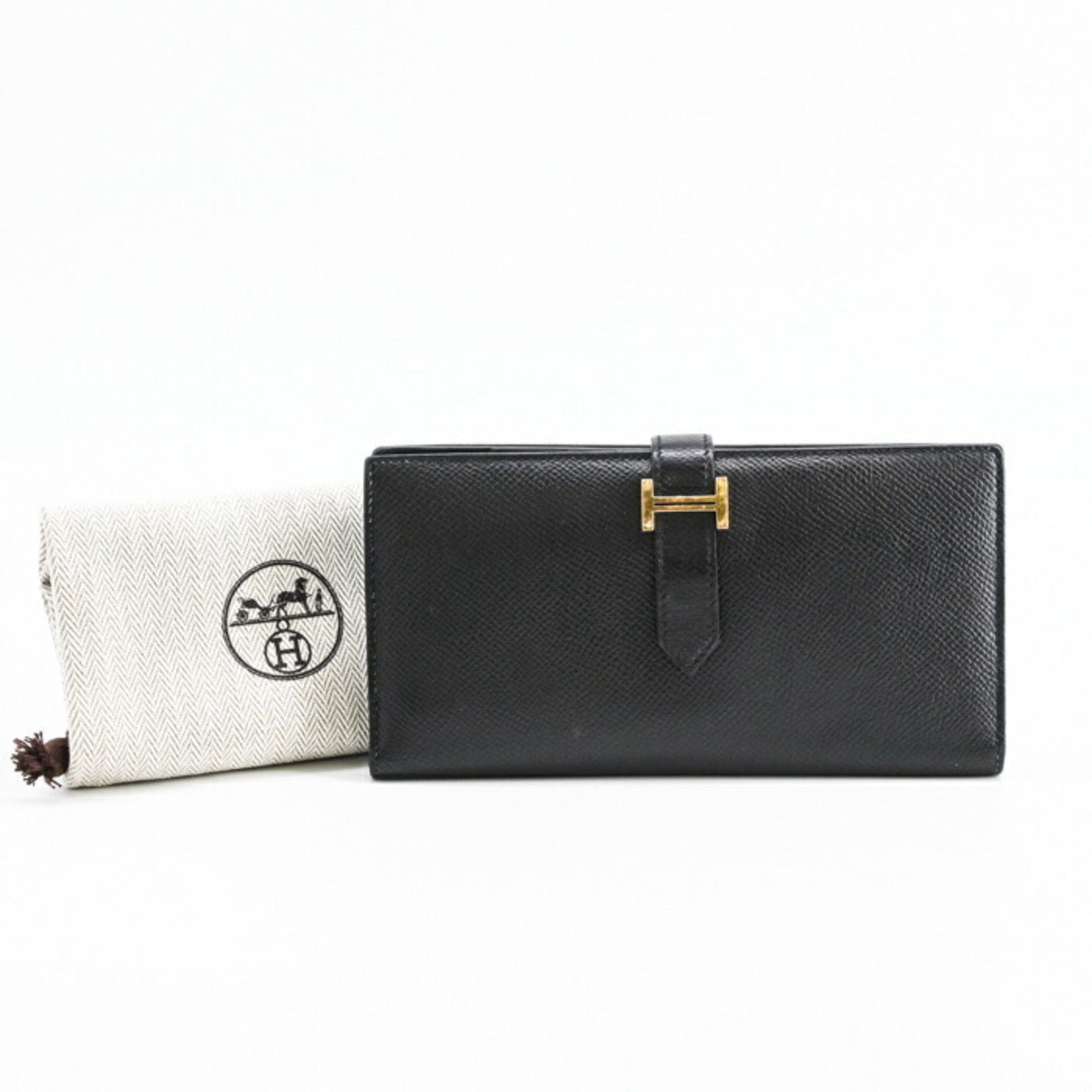 HERMES Bearn Soufflet Long Wallet in Epsom Leather, #Y