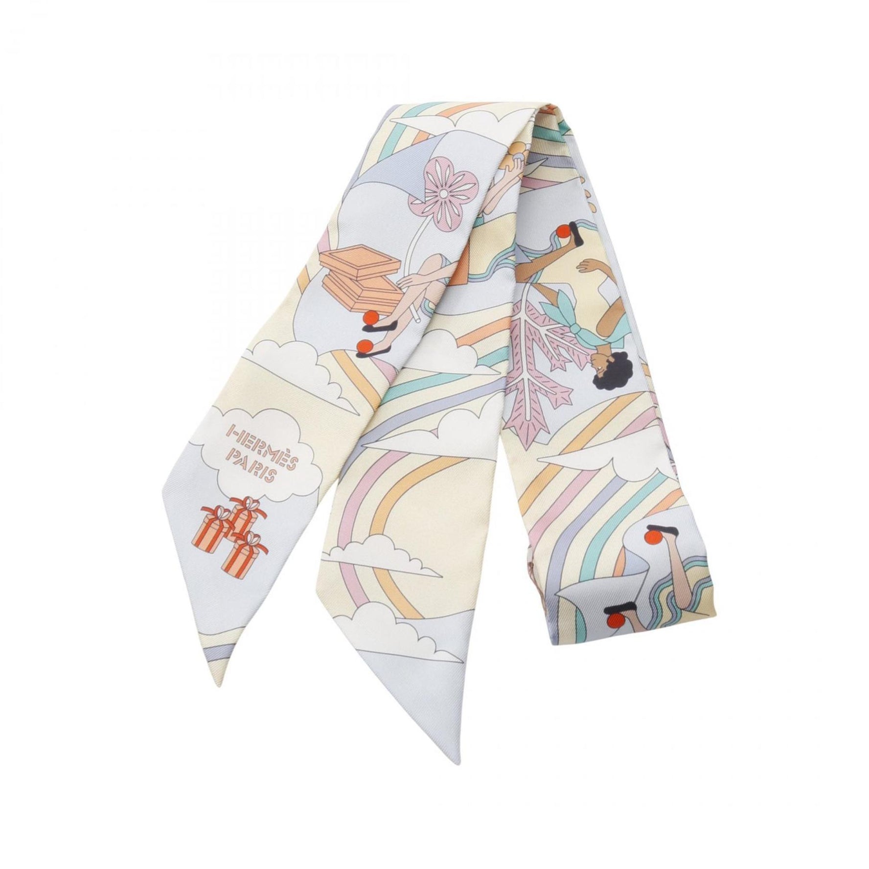Hermes Hermès Twilly Carres Volants Silk Scarf in Multicolor Blue