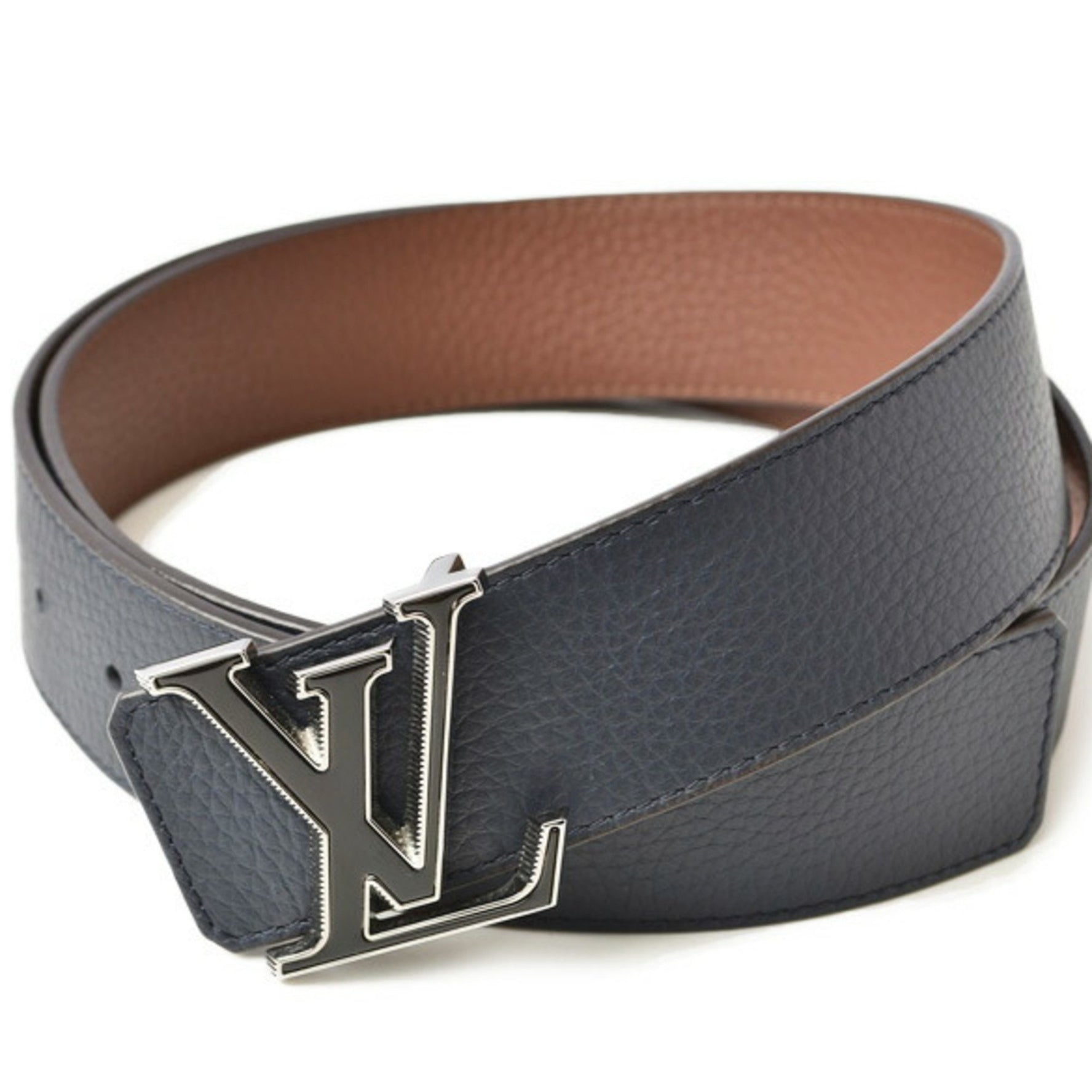 Louis Vuitton Reversible Belt Santur LV Tilt Reverse 100/40 Taurillon Navy/Brown